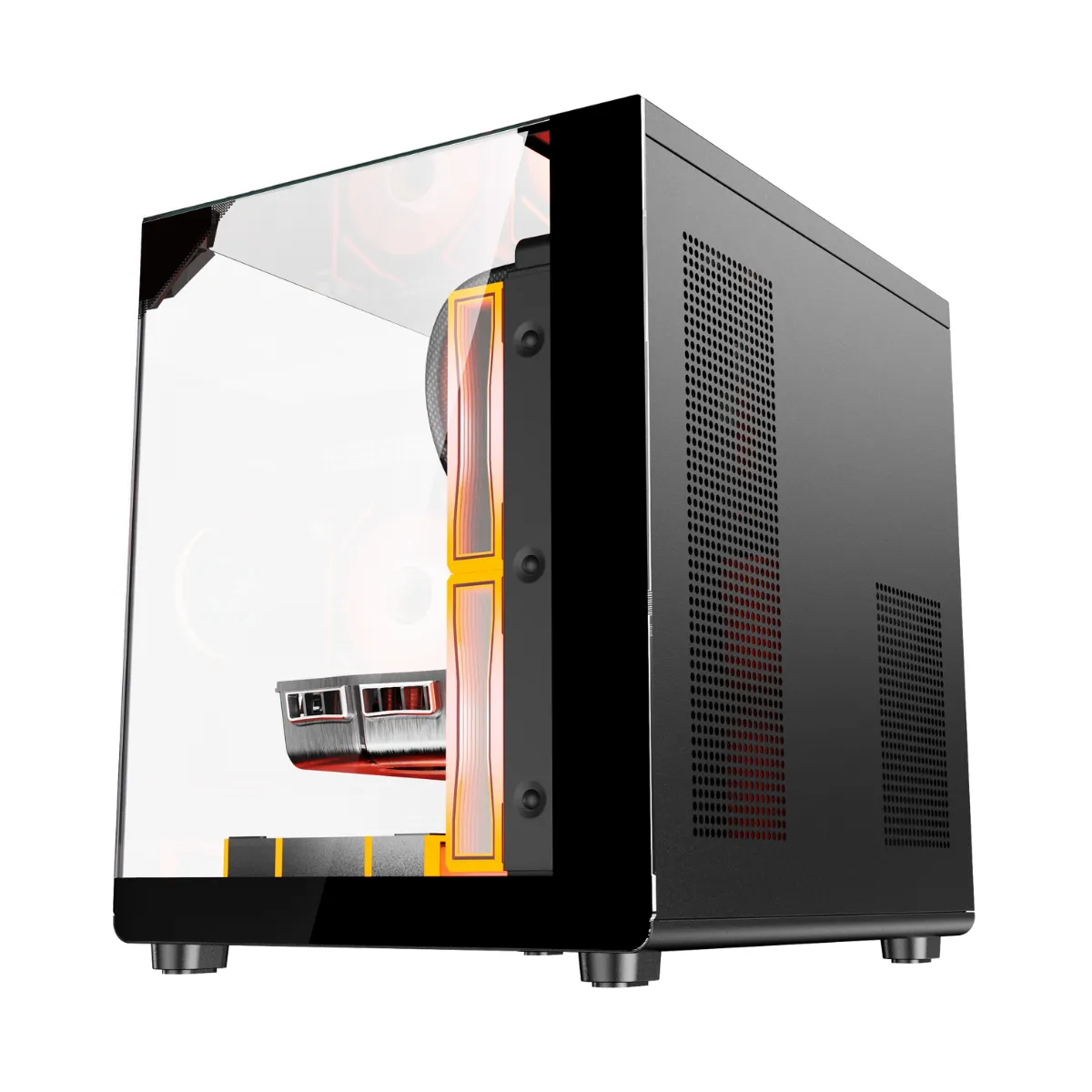 Gabinete Kronos Onyx, MATX, Vidrio Templado USB 3.0 3Fan ARGB-4