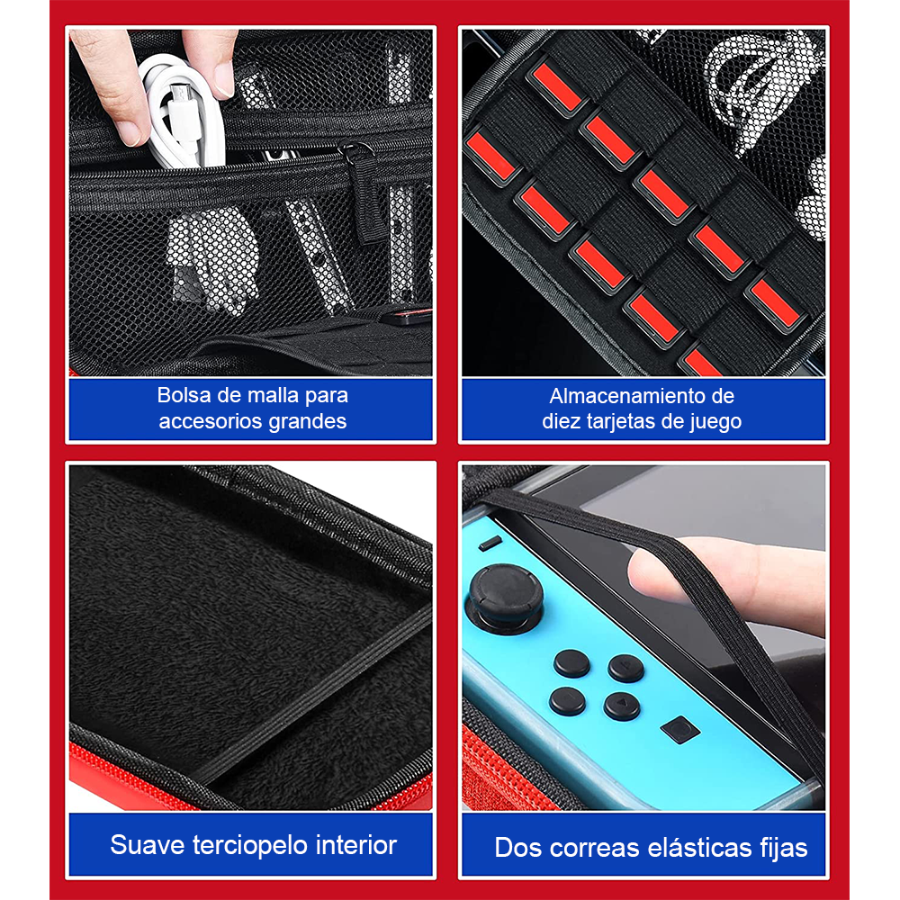 Bolso/Estuche Mario Bross para consola Nintendo Switch y accesorios-4