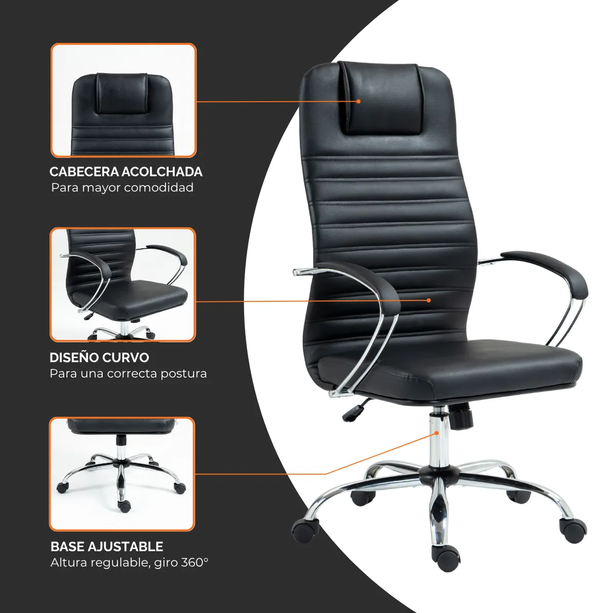 Silla Escritorio Oficina Vanto Ejecutiva Ajustable Cuero-2