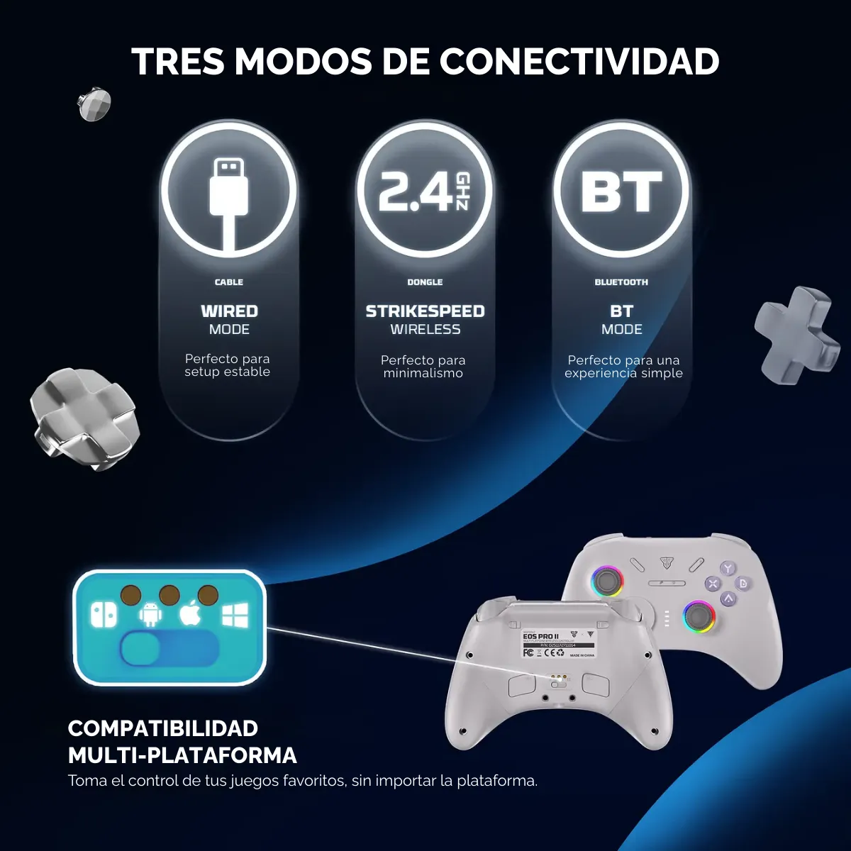 Control Joystick Fantech WGP15V2 EOS PRO II Gray Inalámbrico-2