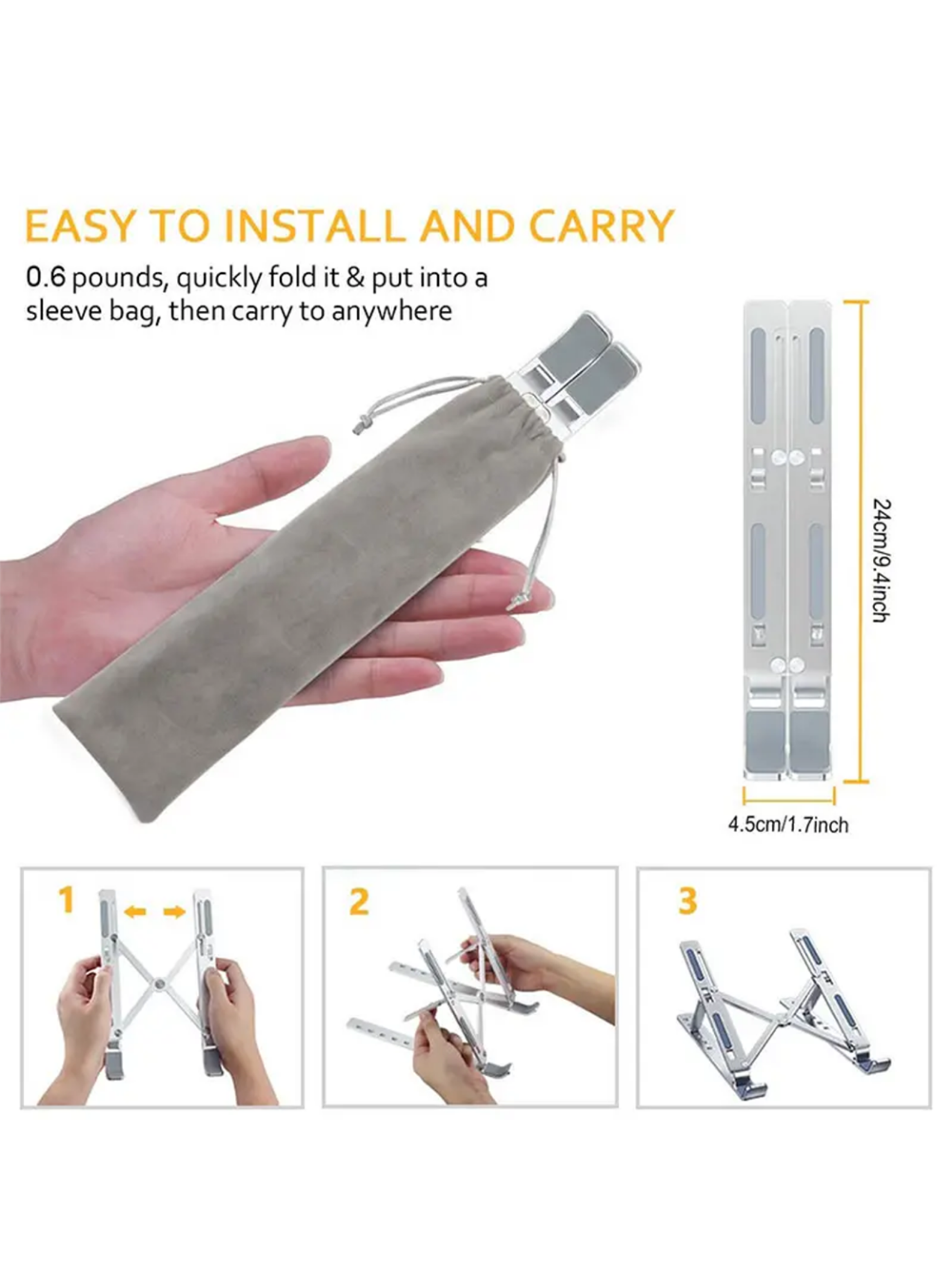 Soporte Plegable Base Notebook Macbook Pro Air, Aluminio X12-3