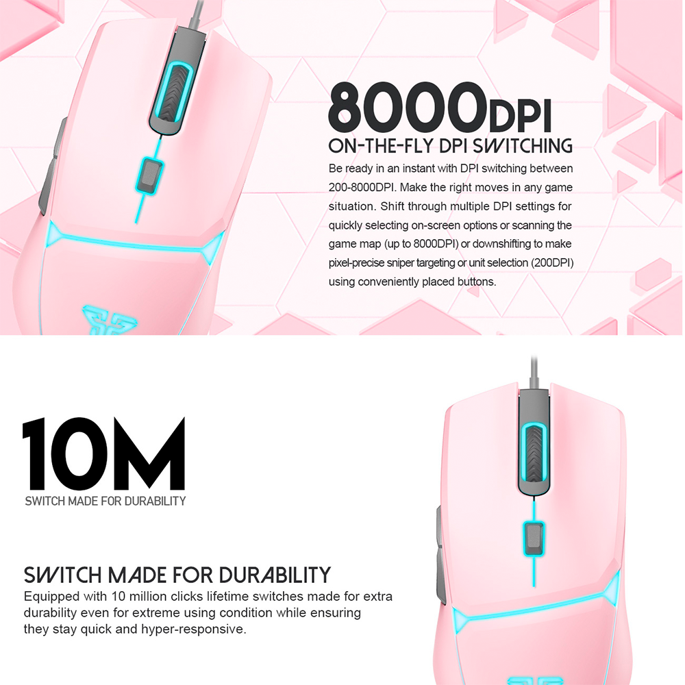 Mouse Gamer Progamable Fantech Crypto VX7 Sakura, 8.000 DPI-4