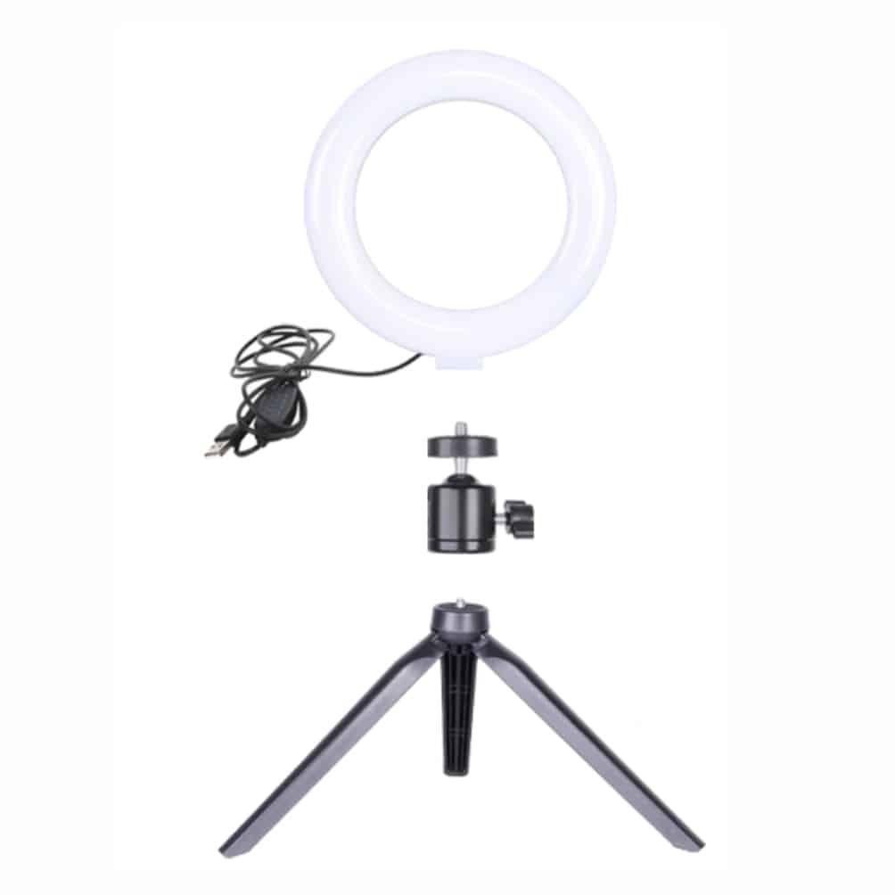 Aro de luz 16cm, 3 tonos regulable, incluye trípode de mesa-3
