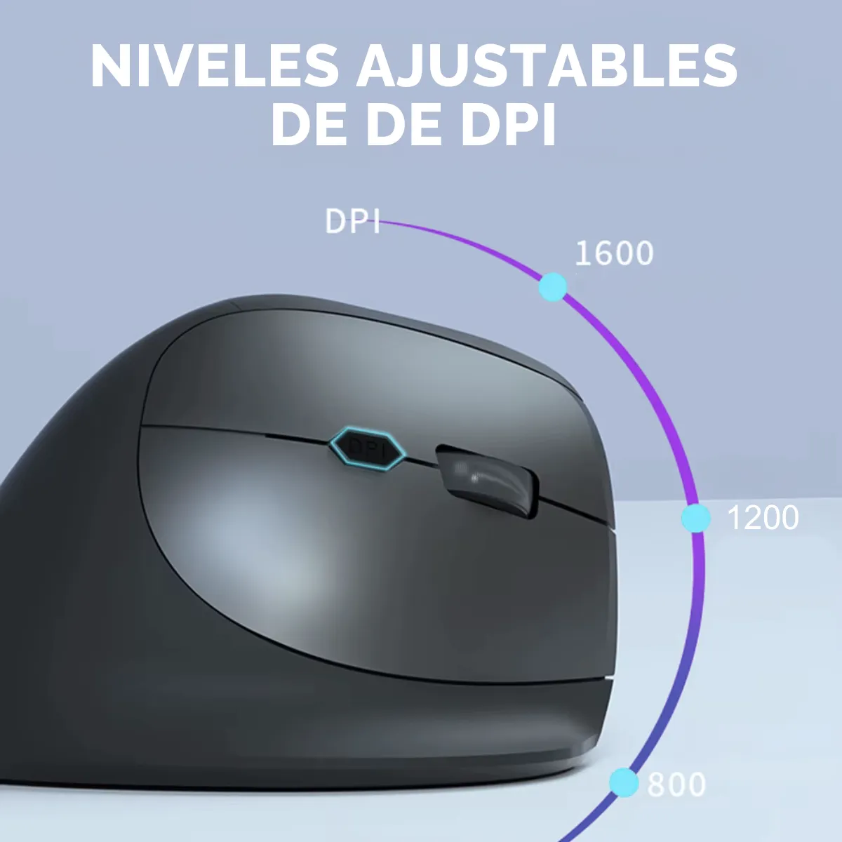 Mouse Inalámbrico Ergonómico 2,4Hz 1600DPI Recargable Negro-2