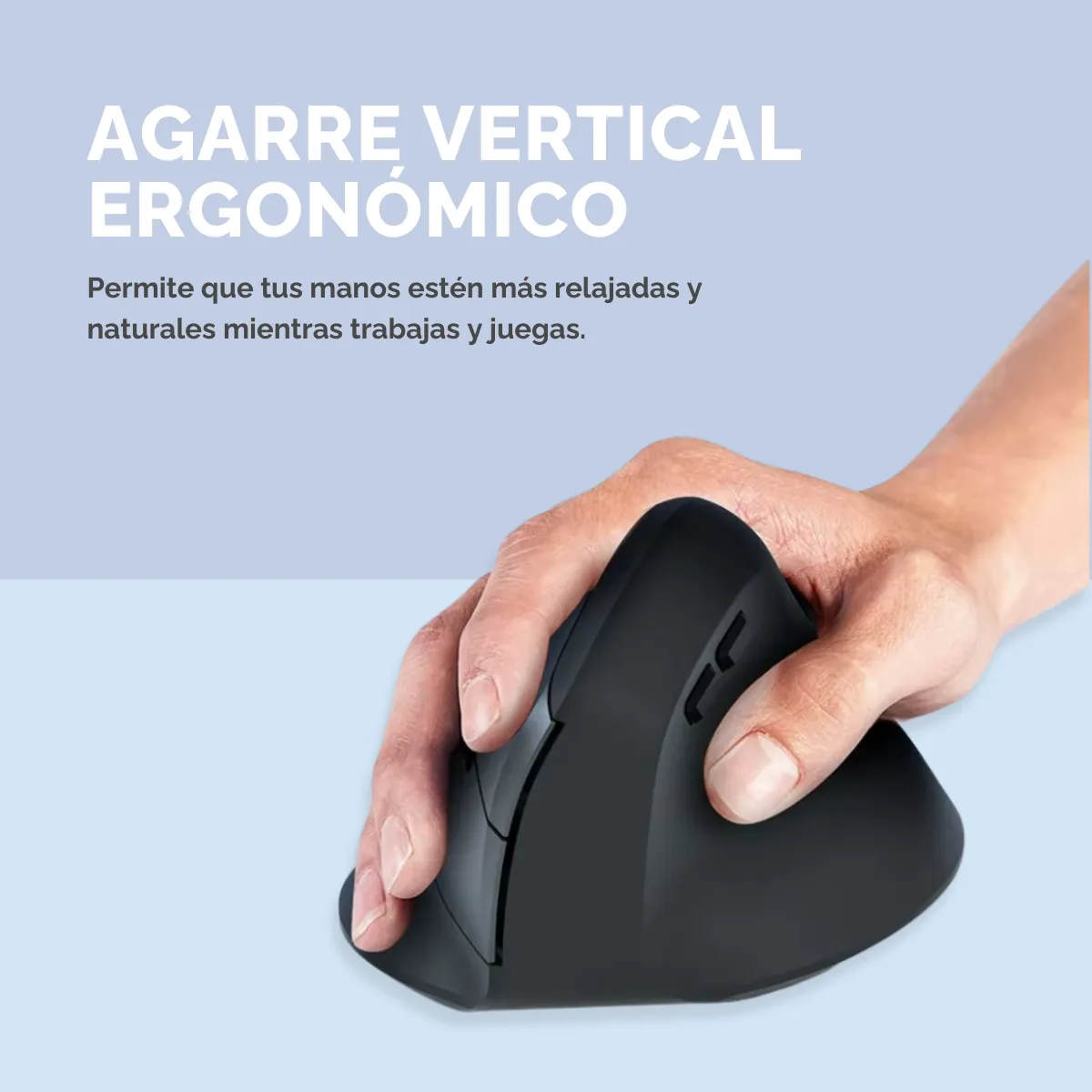 Mouse Inalámbrico Ergonómico 2,4Hz 1600DPI Recargable Negro-3