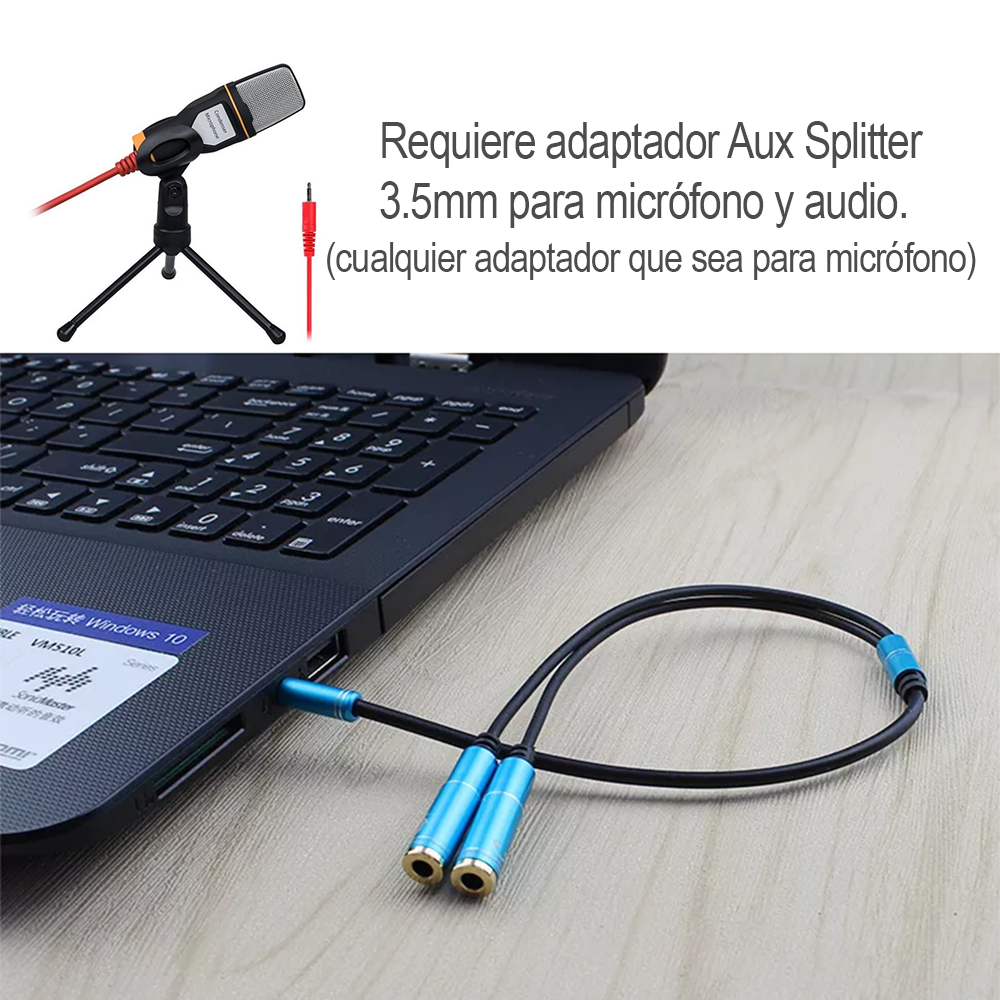 Micrófono Condensador Omnidireccional, Incluye trípode, Plug 3.5mm-2