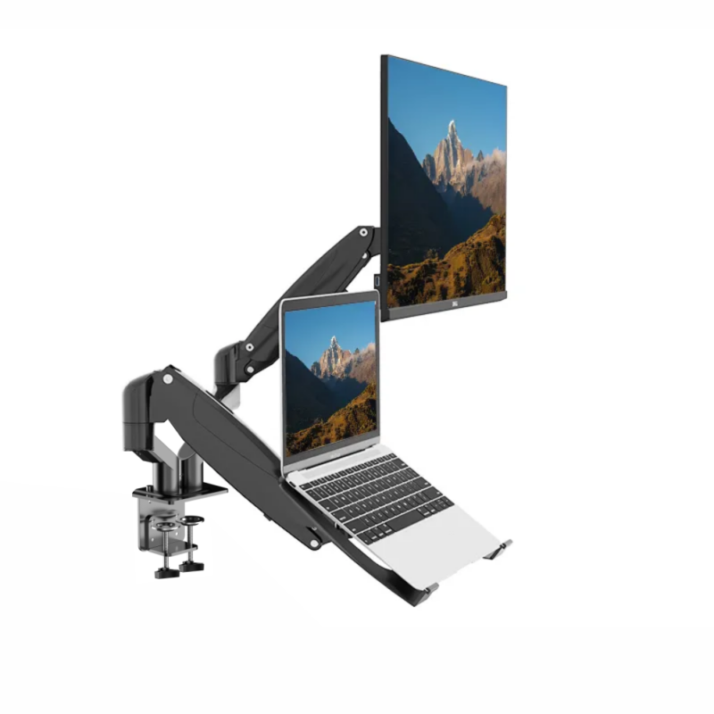 Soporte para Doble Monitor y Notebook con Neumático, 10″- 32″, uso escritorio-0
