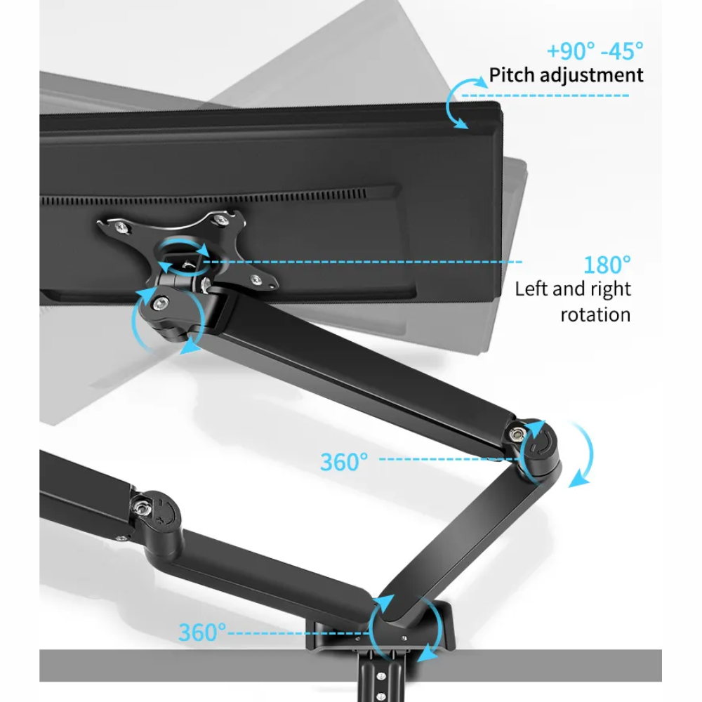 Soporte para Doble Monitor y Notebook con Neumático, 10″- 32″, uso escritorio-2