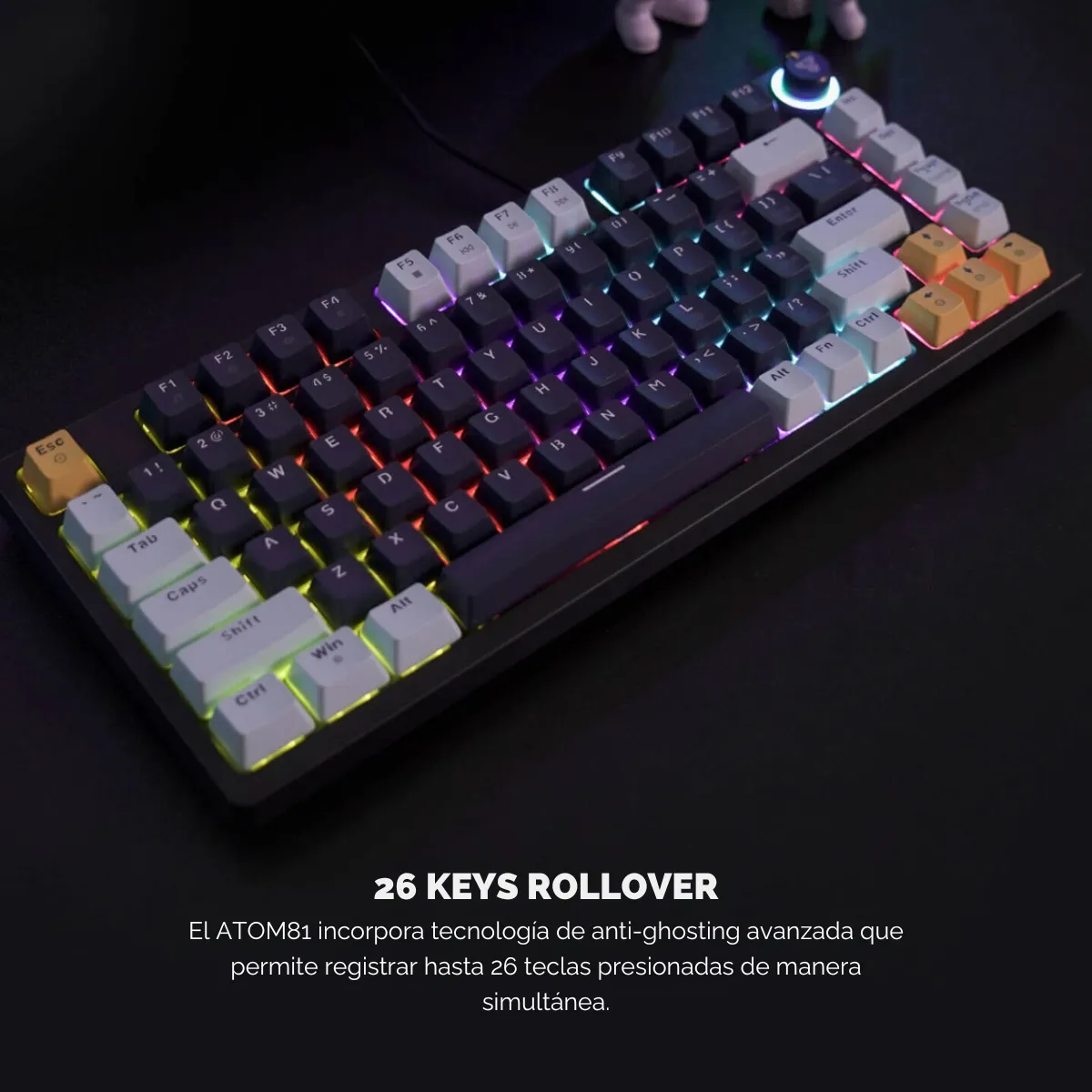 Teclado Gamer Mecánico Fantech MK875V2 ATOM81 SkyBlue Switch Red-3