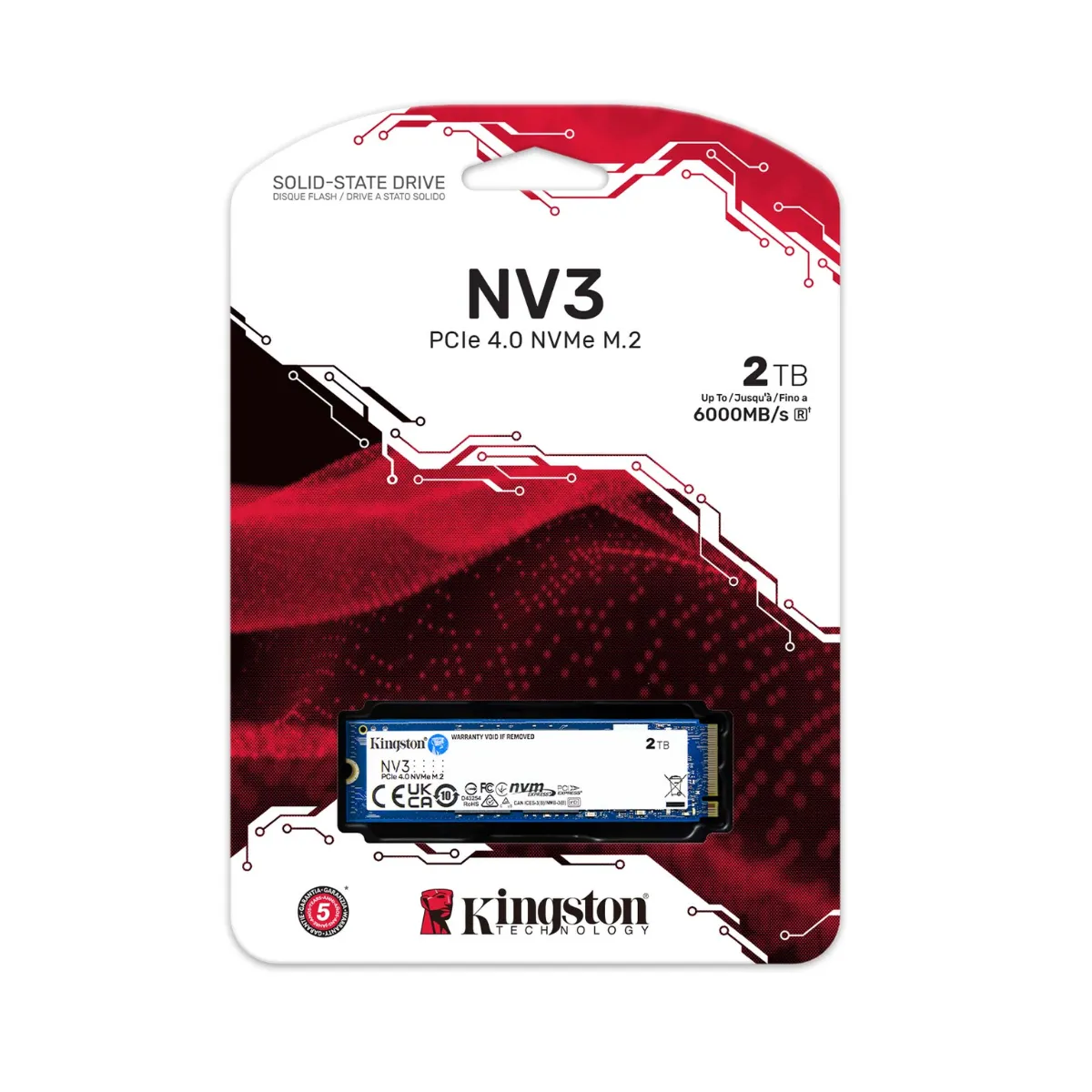 Unidad SSD Kingston NV3 2TB M.2 6000 MB/s NVMe PciE-4 3D NAND-2