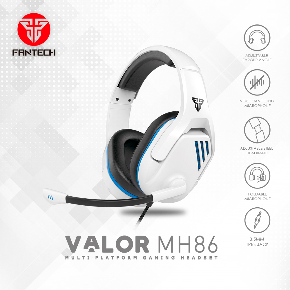 Audífono Gamer Fantech Valor MH86 Blanco conexión jack 3.5m-7