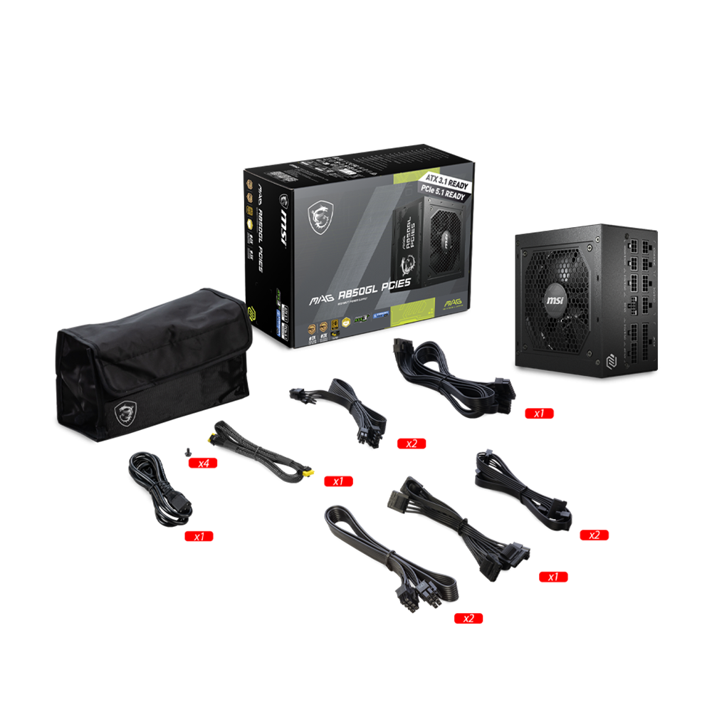 Fuente de Poder MSI MAG A850GL PCIE5 850W, Modular, 80+ Gold-2