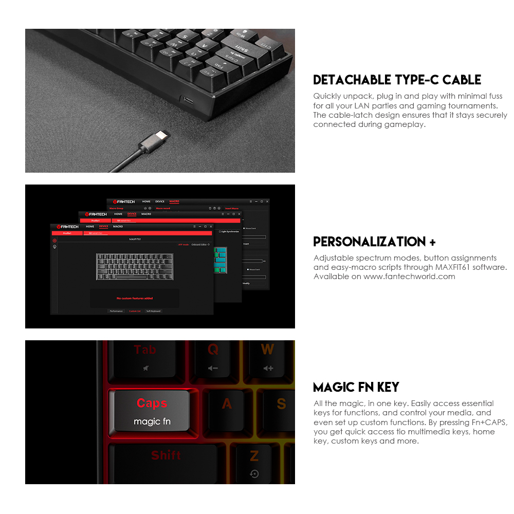Teclado Mecánico al 60% Fantech MAXFIT61 MK857 Black Edition-2