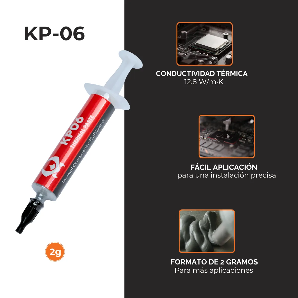 Pasta térmica kronos KP-06 2g Alta Conductividad 12,8 W-2