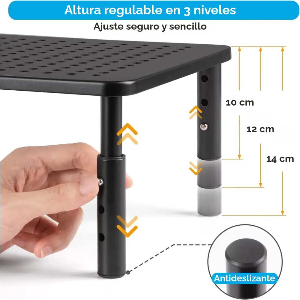 Soporte Base para Monitor, notebook, impresora, multiuso con 3 niveles de elevación-5