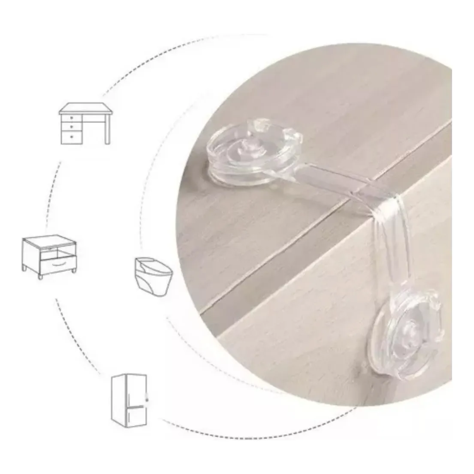 Pack 5 Seguros Niños Puerta/cajones/refrigerador/wc -3