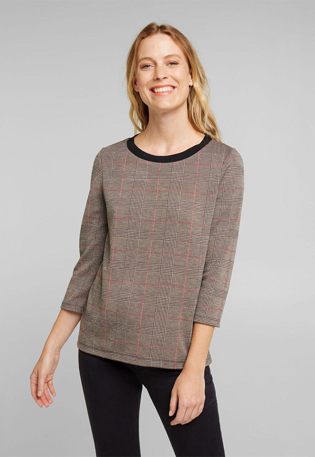 Polera Mujer Jacquard A Cuadros  Esprit-0
