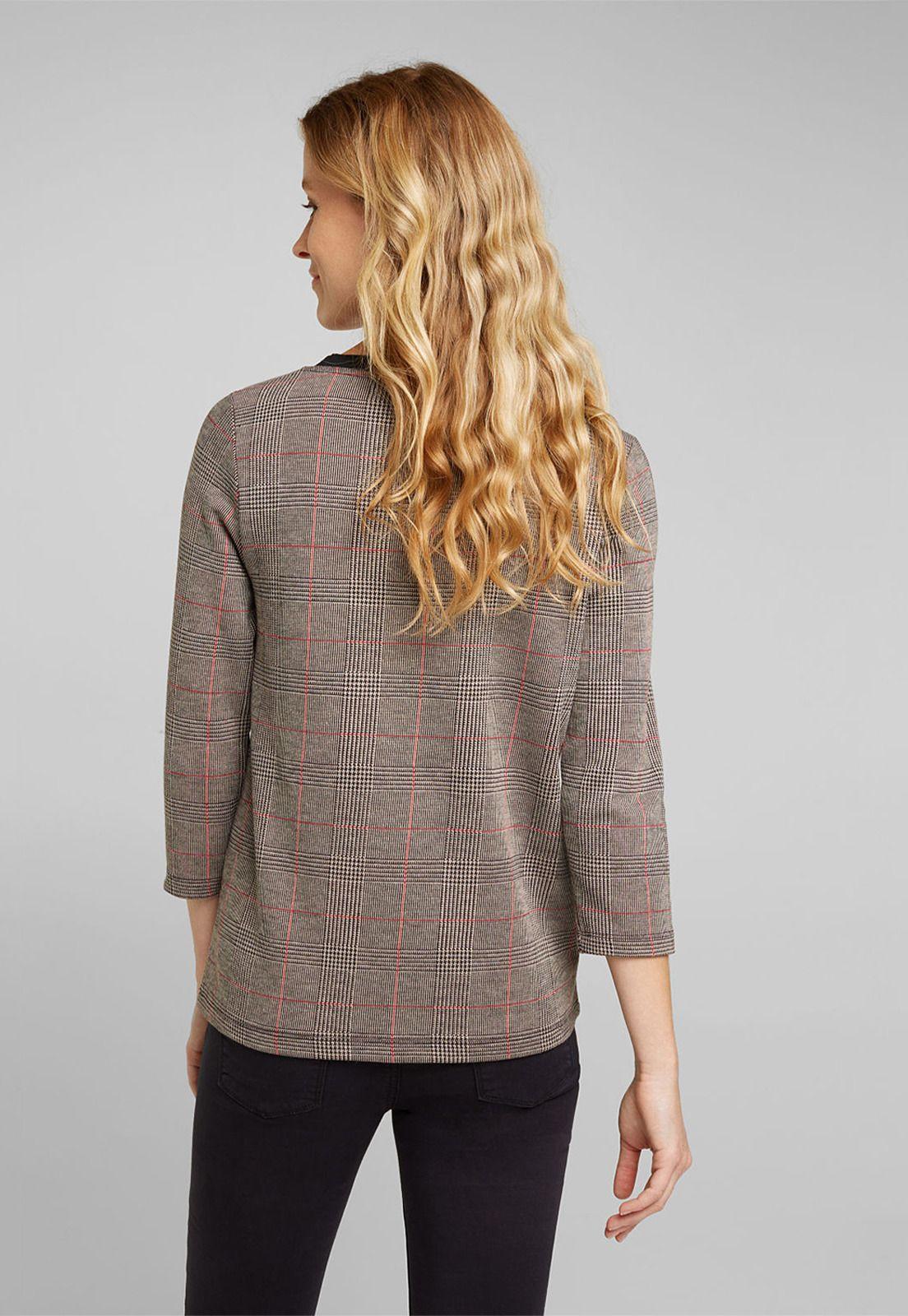 Polera Mujer Jacquard A Cuadros  Esprit-1