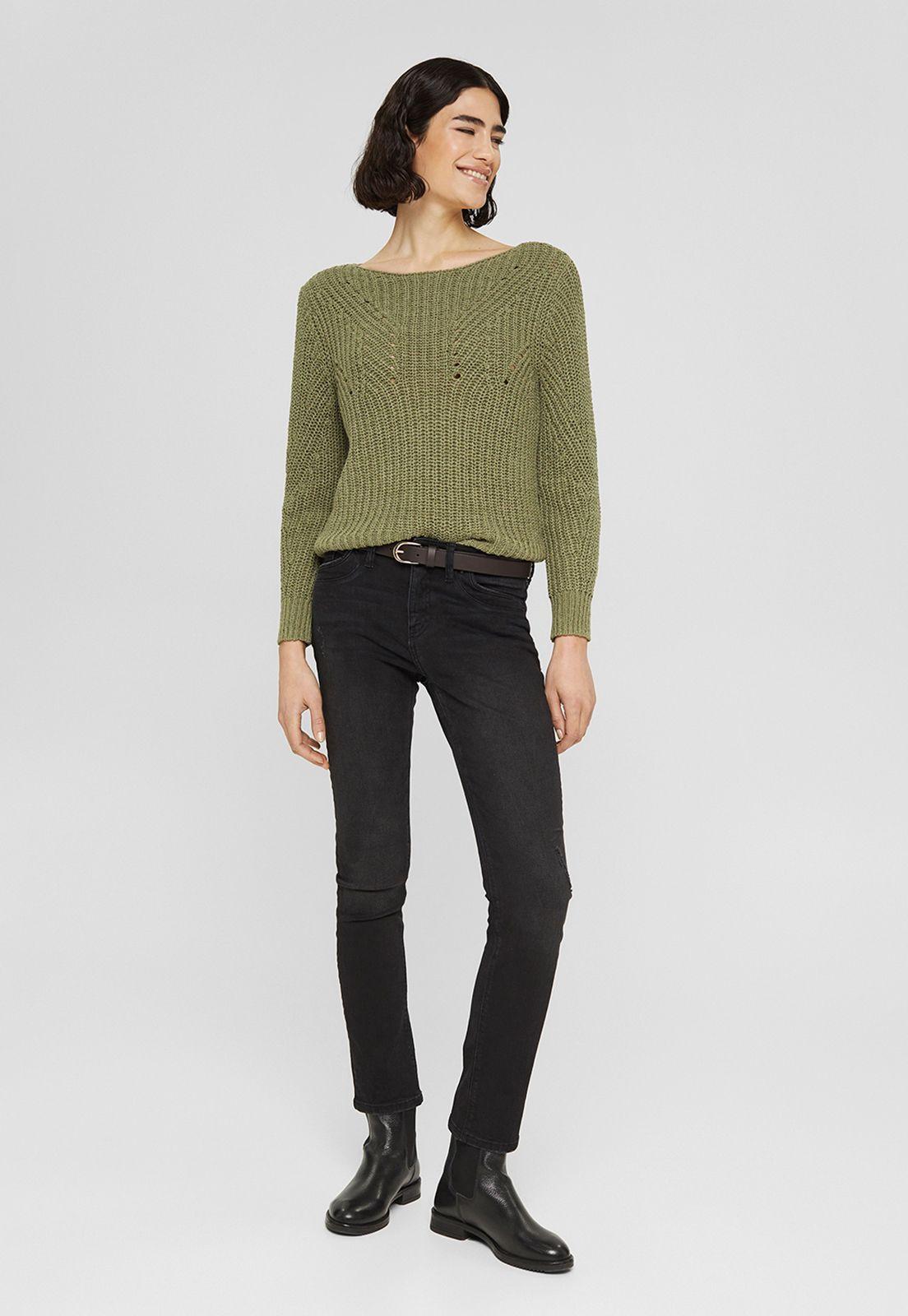 Sweater En Mezcla De Algodón Esprit Khaki-0