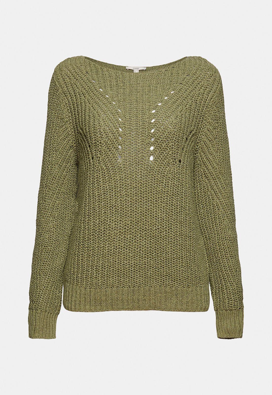 Sweater En Mezcla De Algodón Esprit Khaki-3