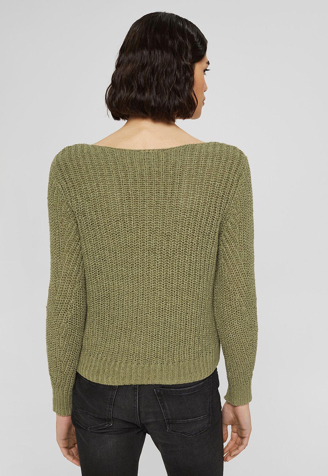Sweater En Mezcla De Algodón Esprit Khaki-1