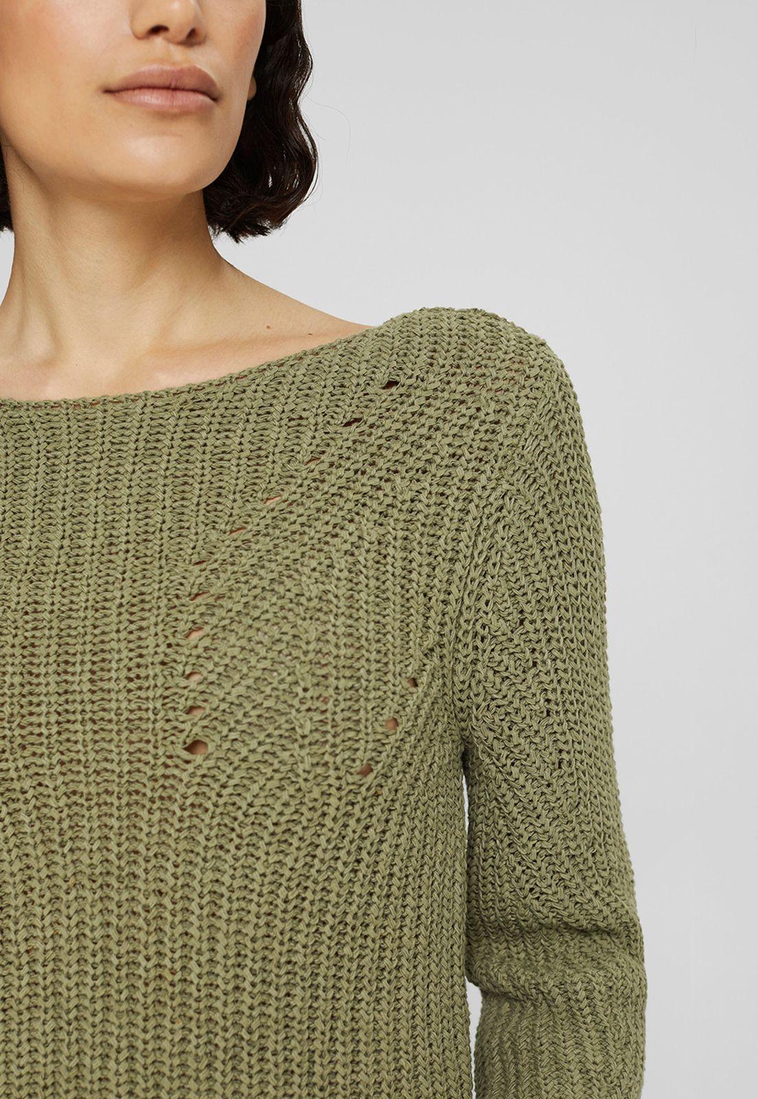 Sweater En Mezcla De Algodón Esprit Khaki-2