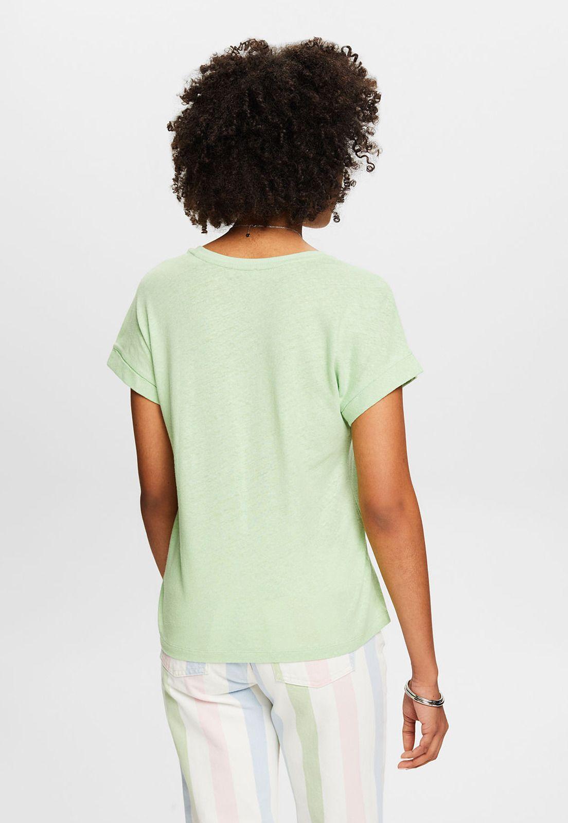 Polera Algodón y Lino Cuello V Mujer Esprit 034EE1K343-1