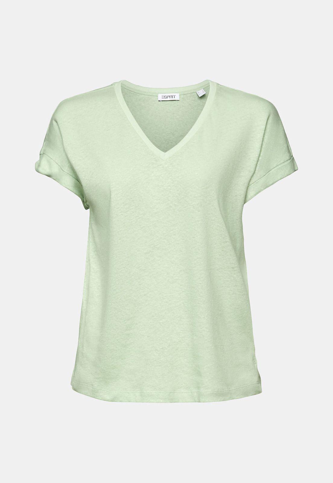 Polera Algodón y Lino Cuello V Mujer Esprit 034EE1K343-3