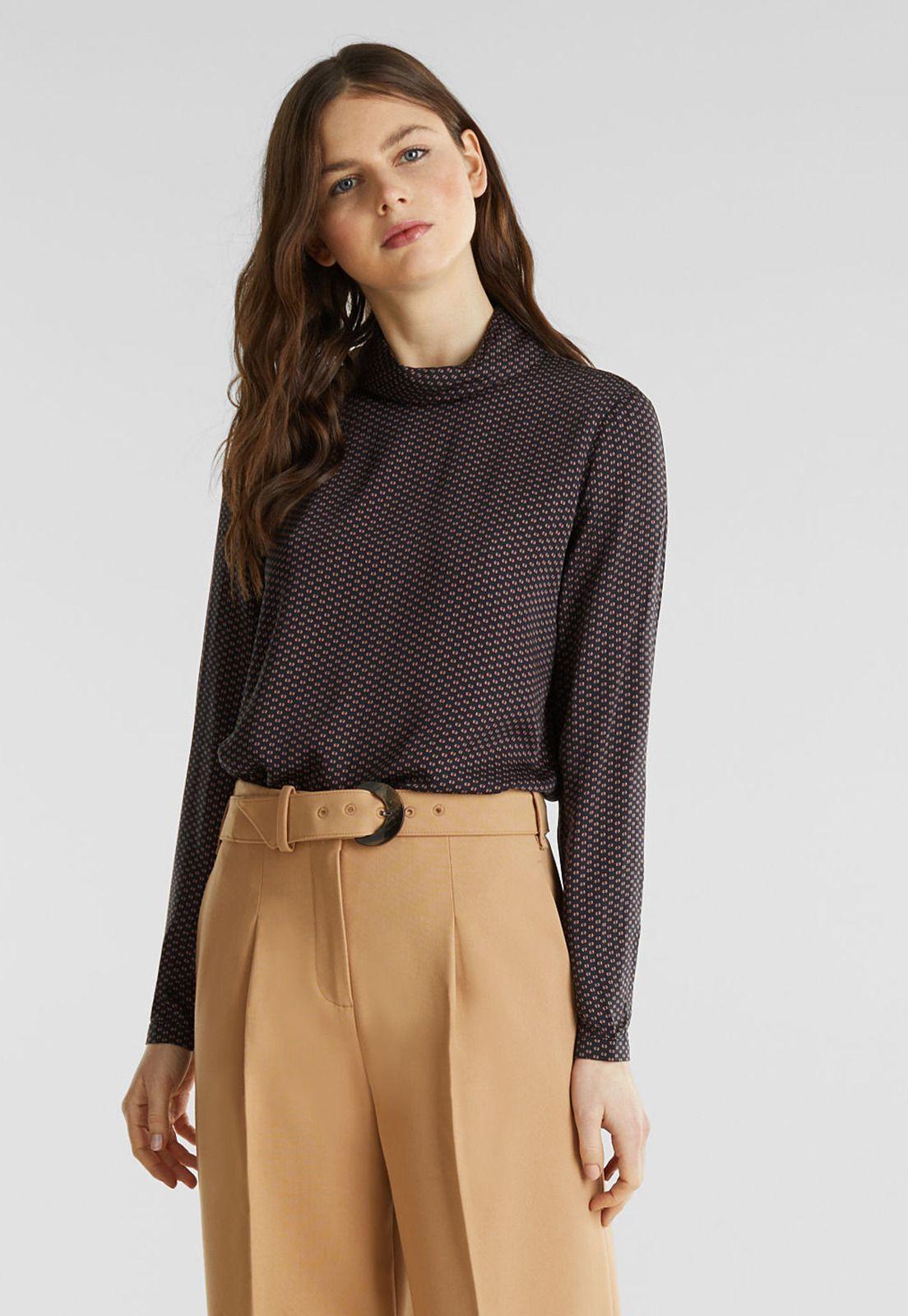 Blusa Estampada Con Cuello Alto  Esprit-0
