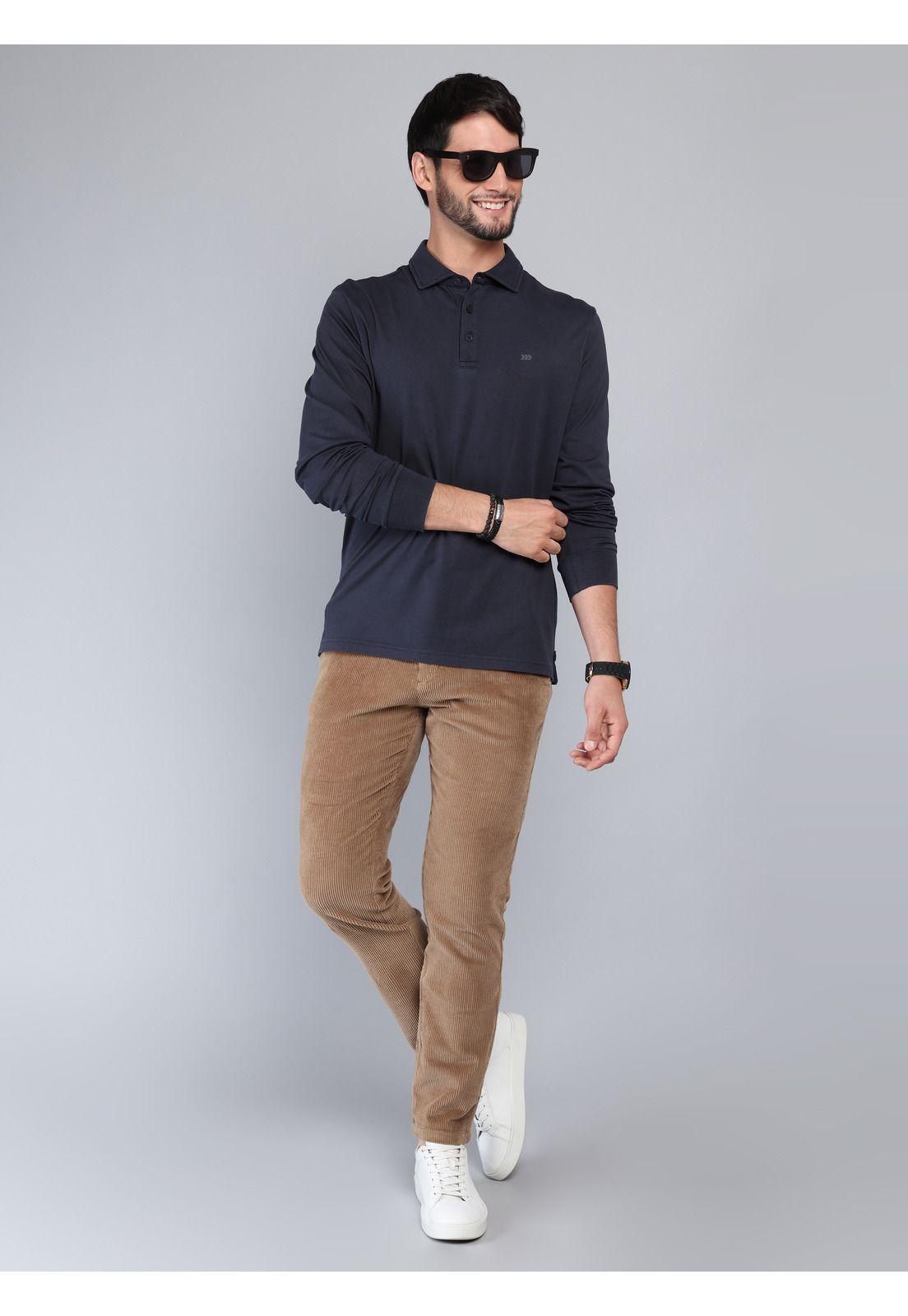 Polera Lisa Stone Wash Regular Fit Azul Marino Arrow PO33071NB-3
