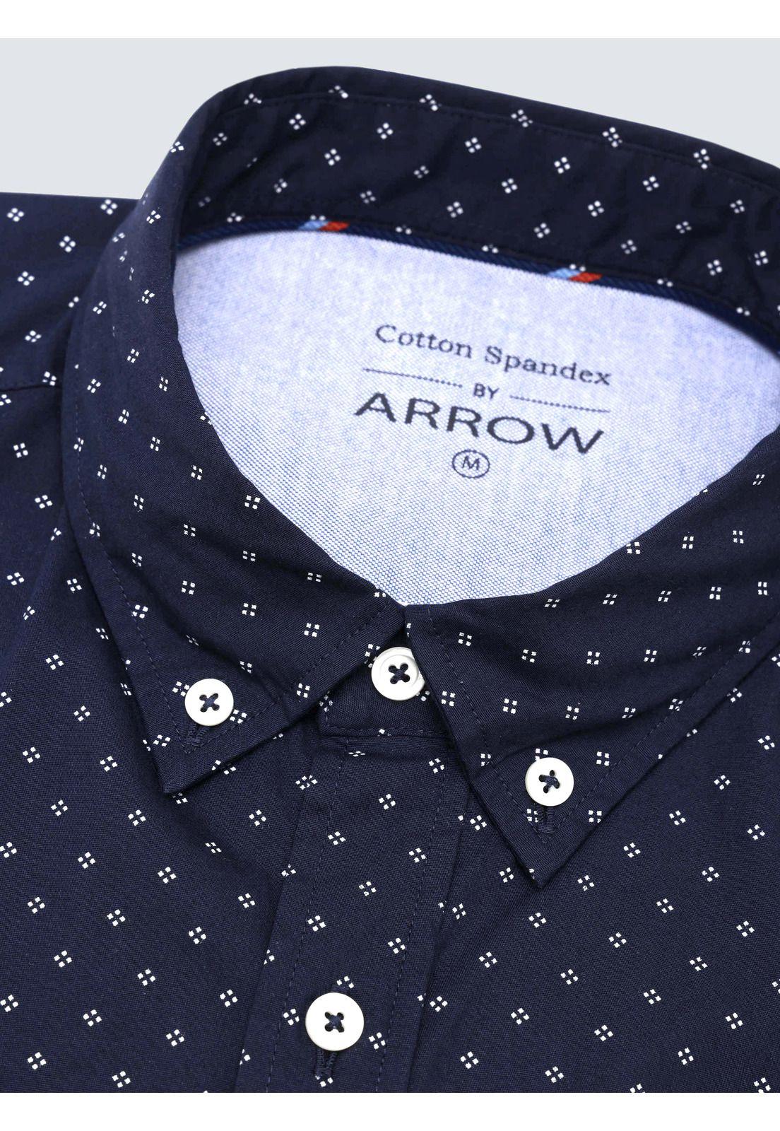 Camisa Print Spandex Regular Fit Azul Marino Arrow CM33011AZ-4