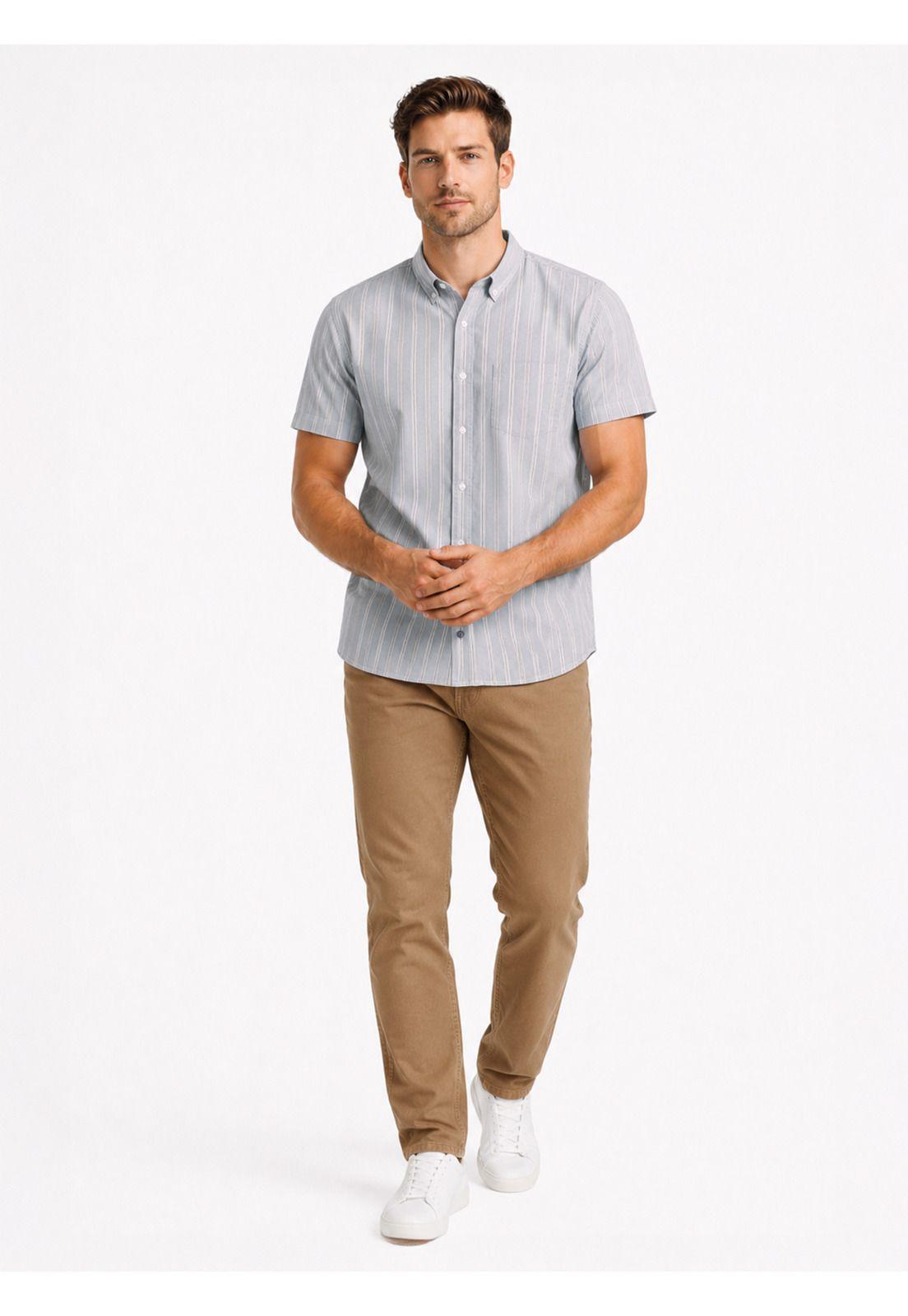 Camisa A Rayas Spandex Regular Fit Denim Arrow CM34025DE-3