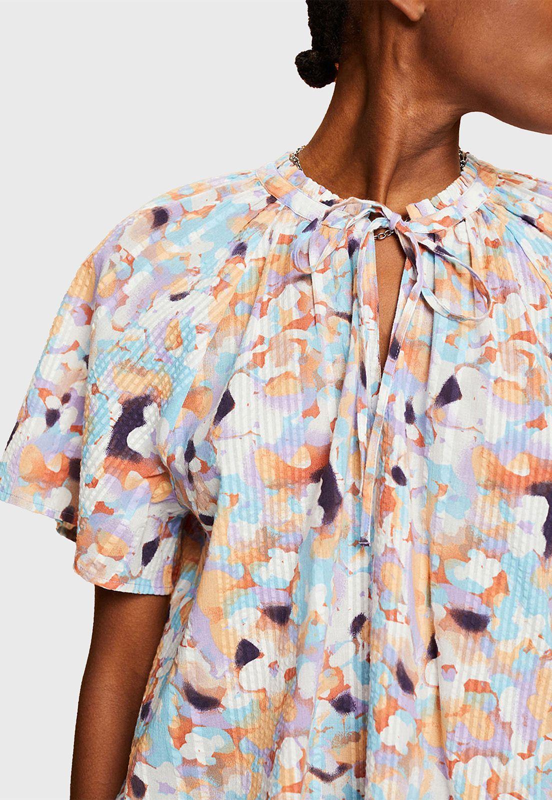 Blusa Estampada Con Cuello Fruncido Mujer Esprit-2