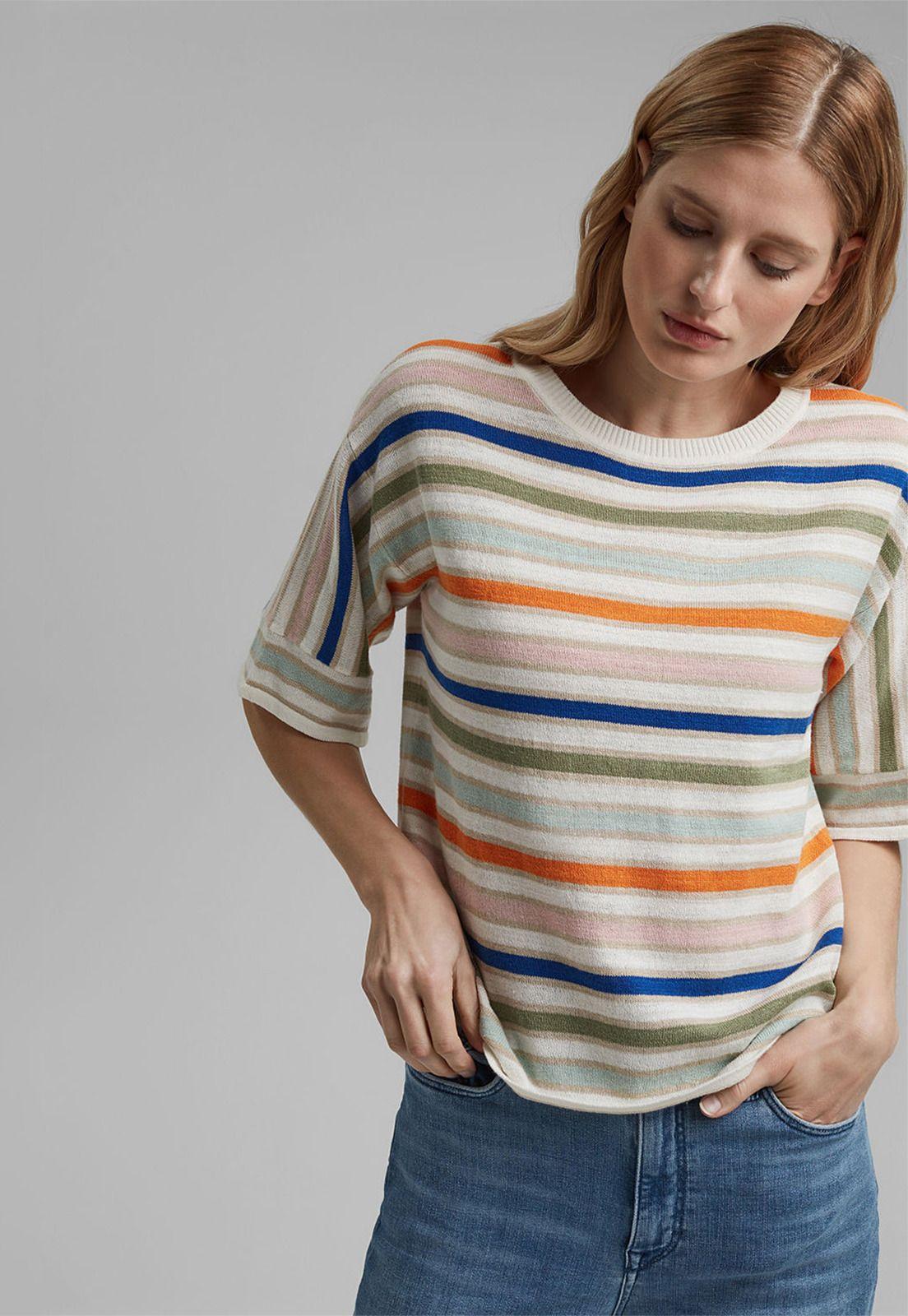 Sweater Mujer Rayado Manga Corta Esprit-0