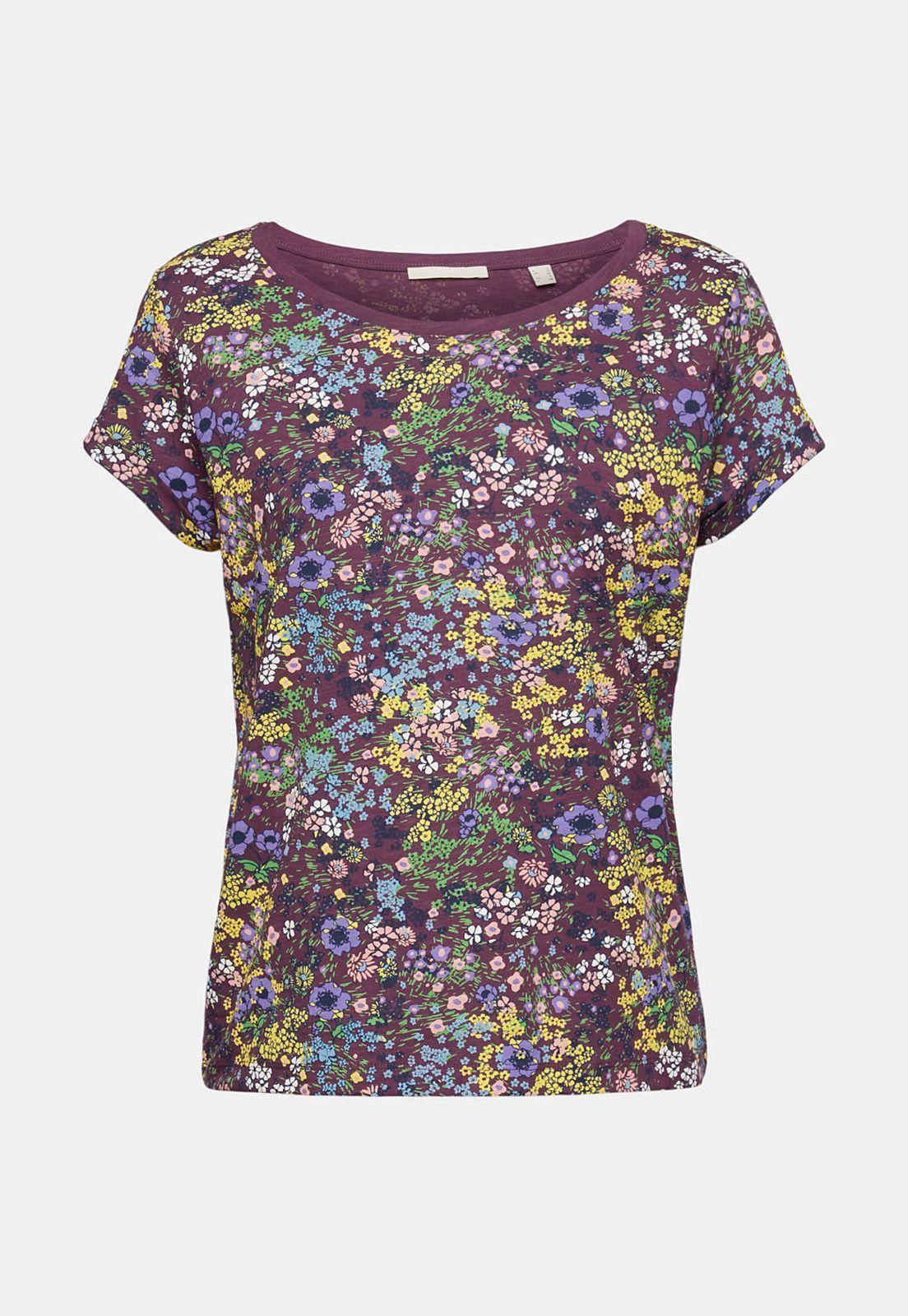 Polera Estampado Flores Pequeñas Mujer Esprit Naranja-3