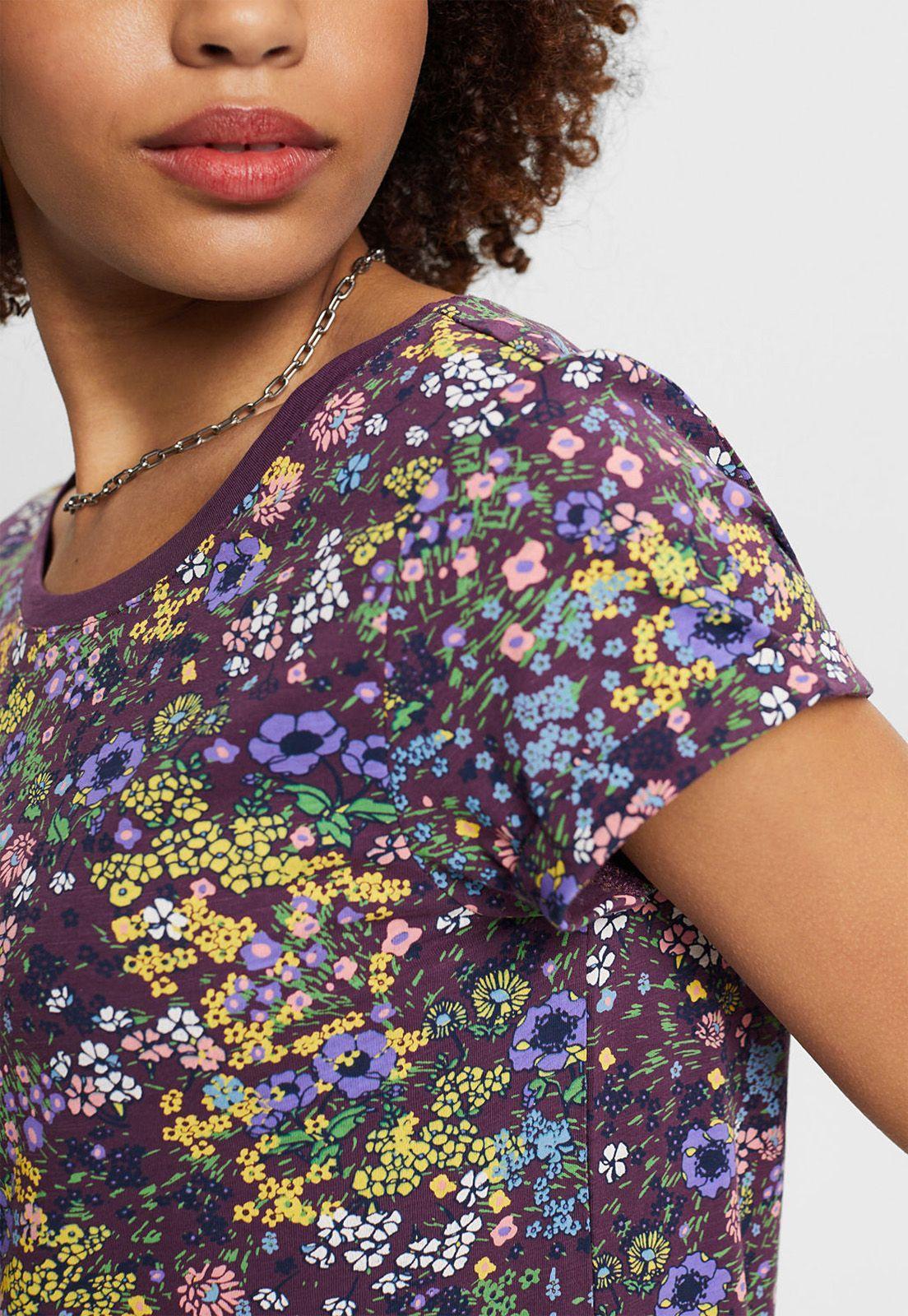 Polera Estampado Flores Pequeñas Mujer Esprit Naranja-2