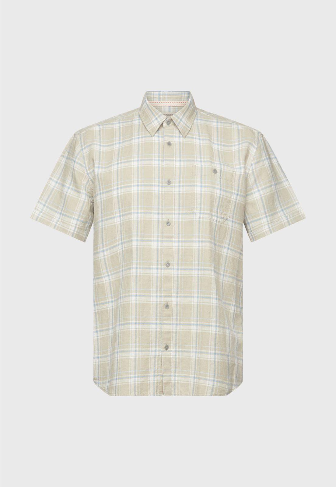 Camisa De Manga Corta A Cuadros Hombre Esprit Azul marino-3