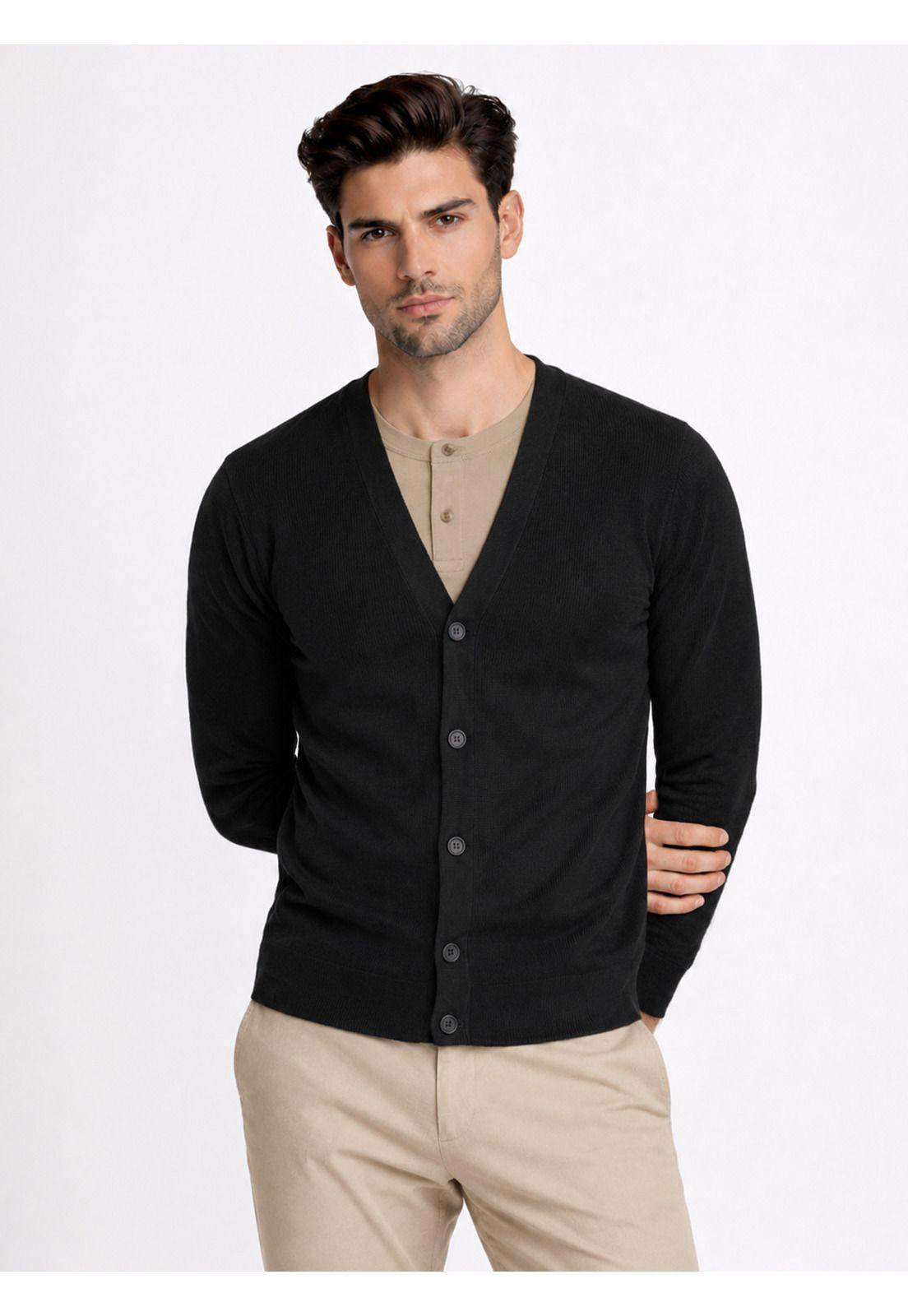 Cárdigan Texturado Regular Fit Negro Piero Butti PBDVI23NE-0