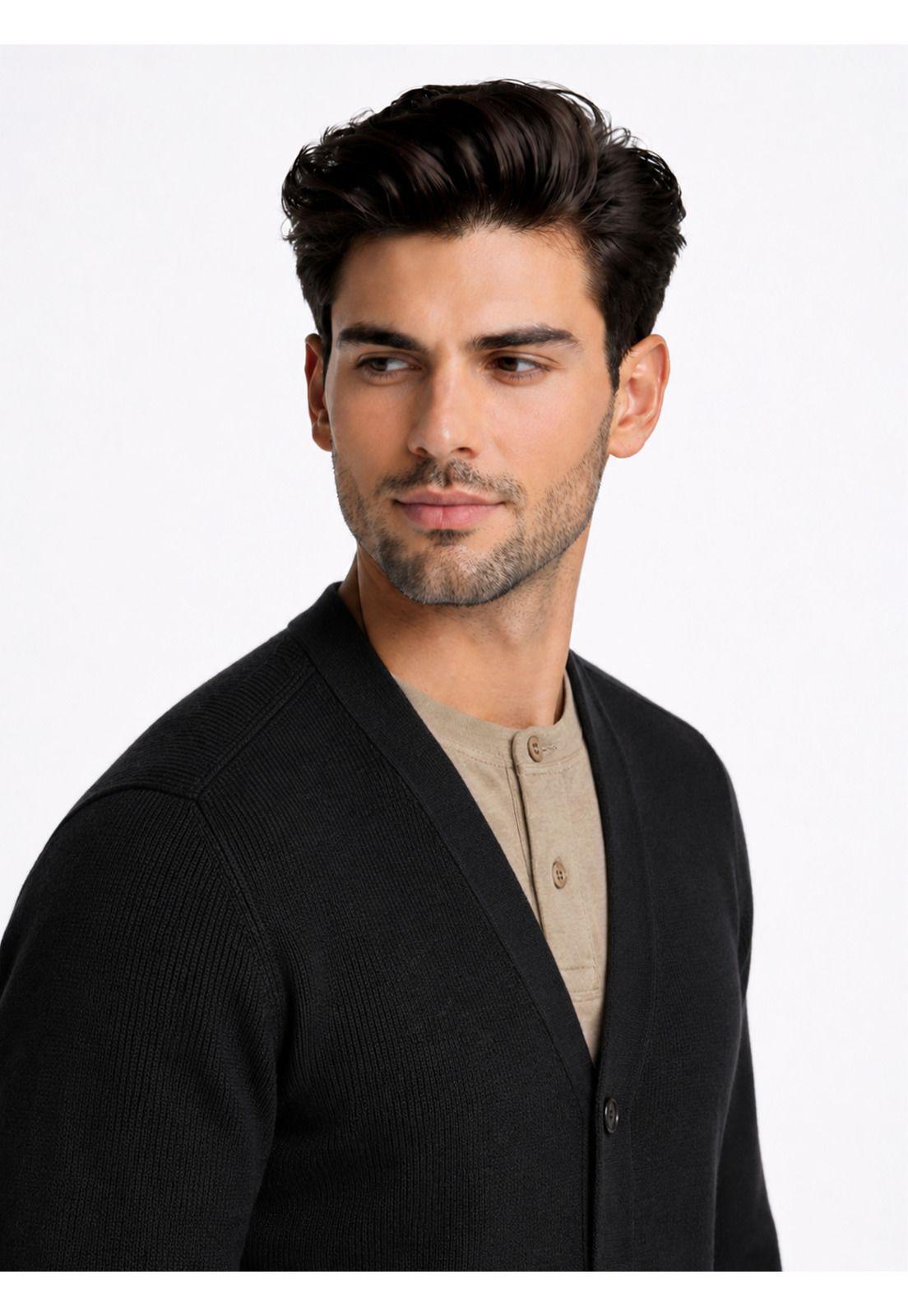 Cárdigan Texturado Regular Fit Negro Piero Butti PBDVI23NE-2