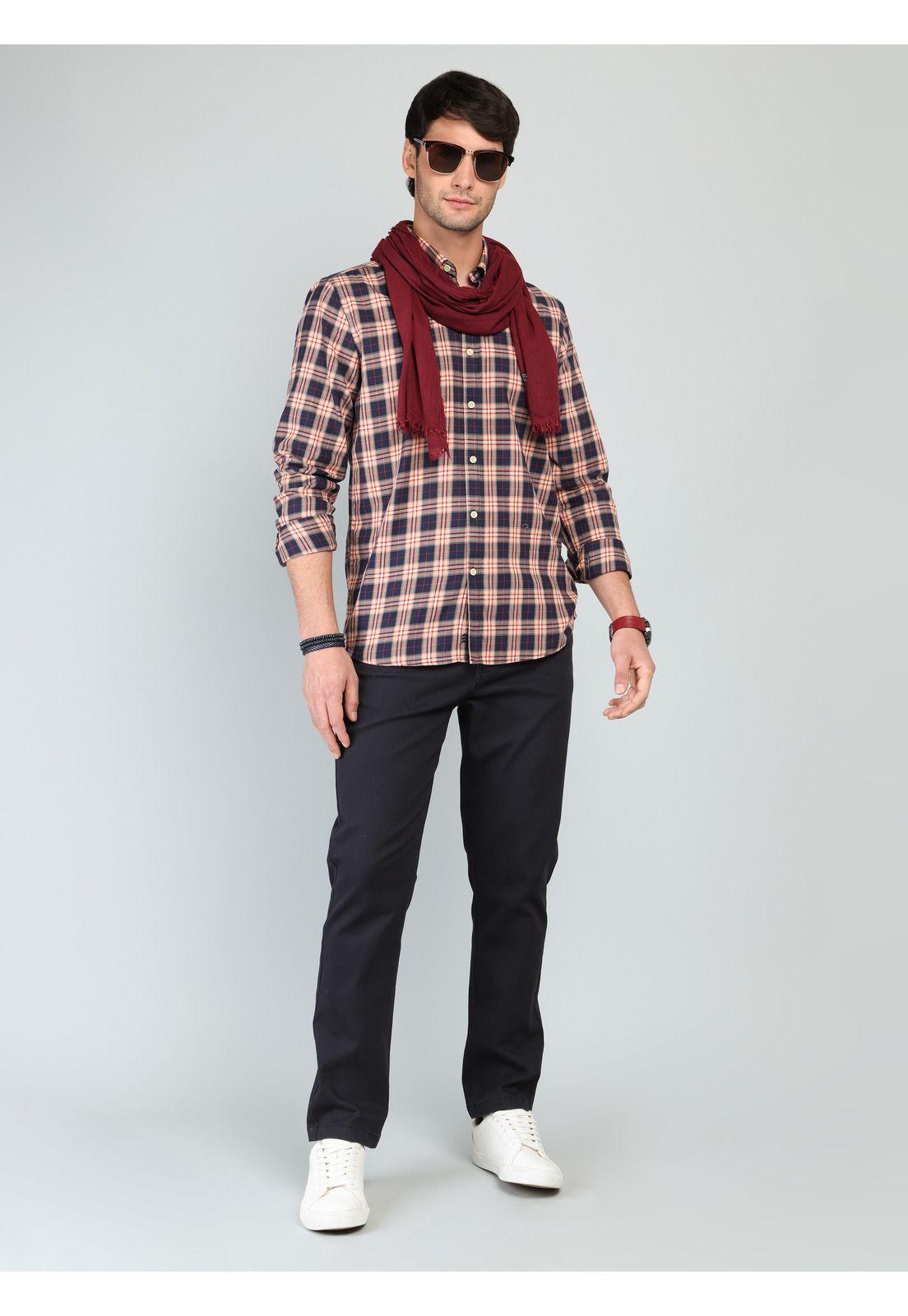 Camisa A Cuadros Regular Fit Naranja Arrow CM33046NA-3