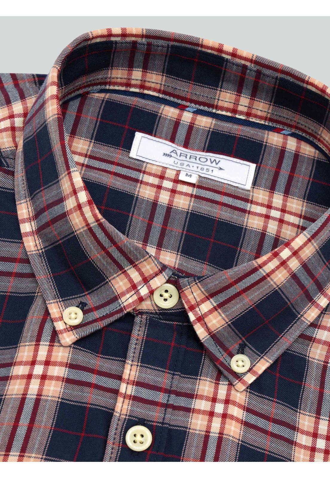 Camisa A Cuadros Regular Fit Naranja Arrow CM33046NA-4