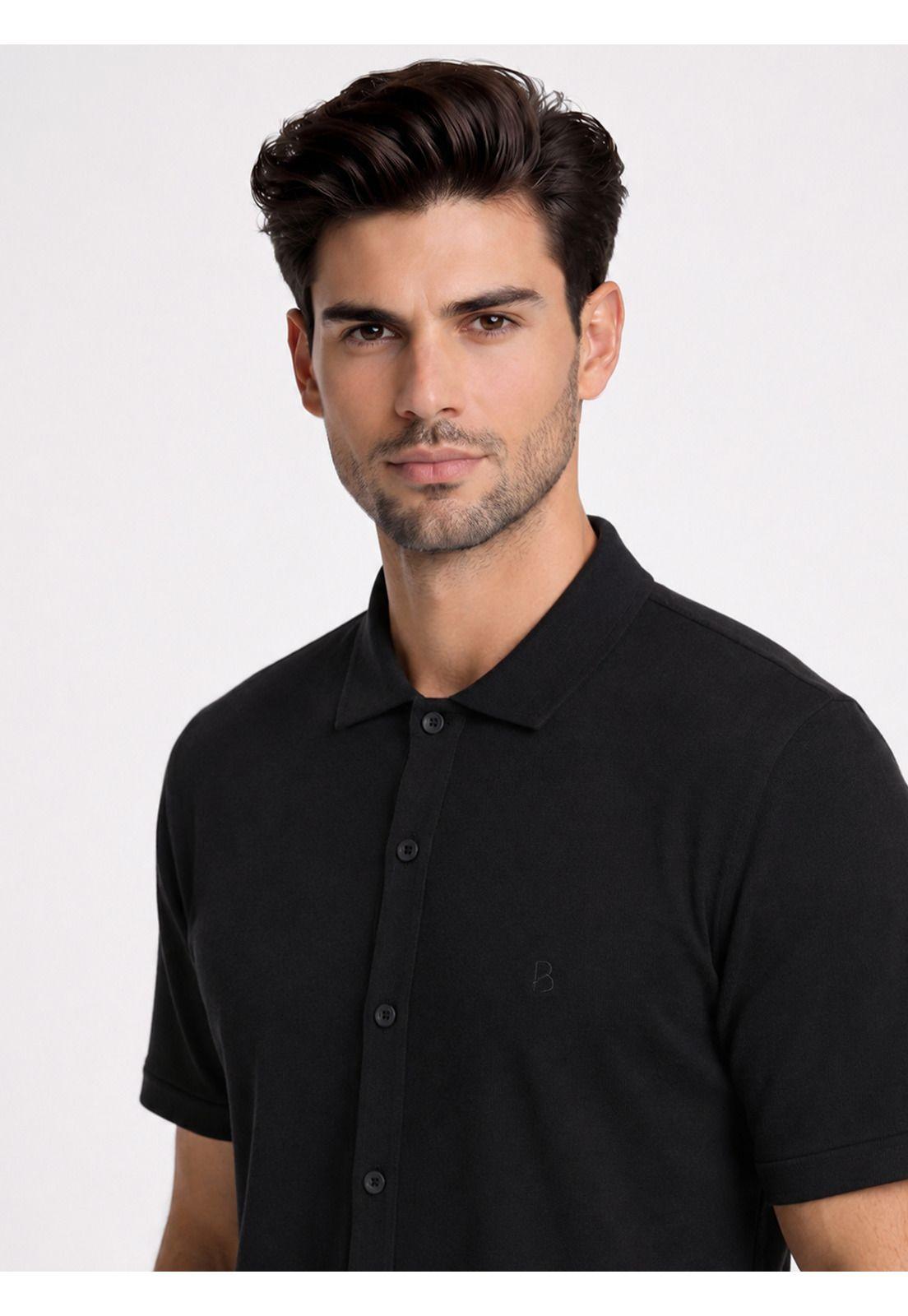 Polera Pique Abotonada Regular Fit Negro Piero Butti PBDVK52NE-2