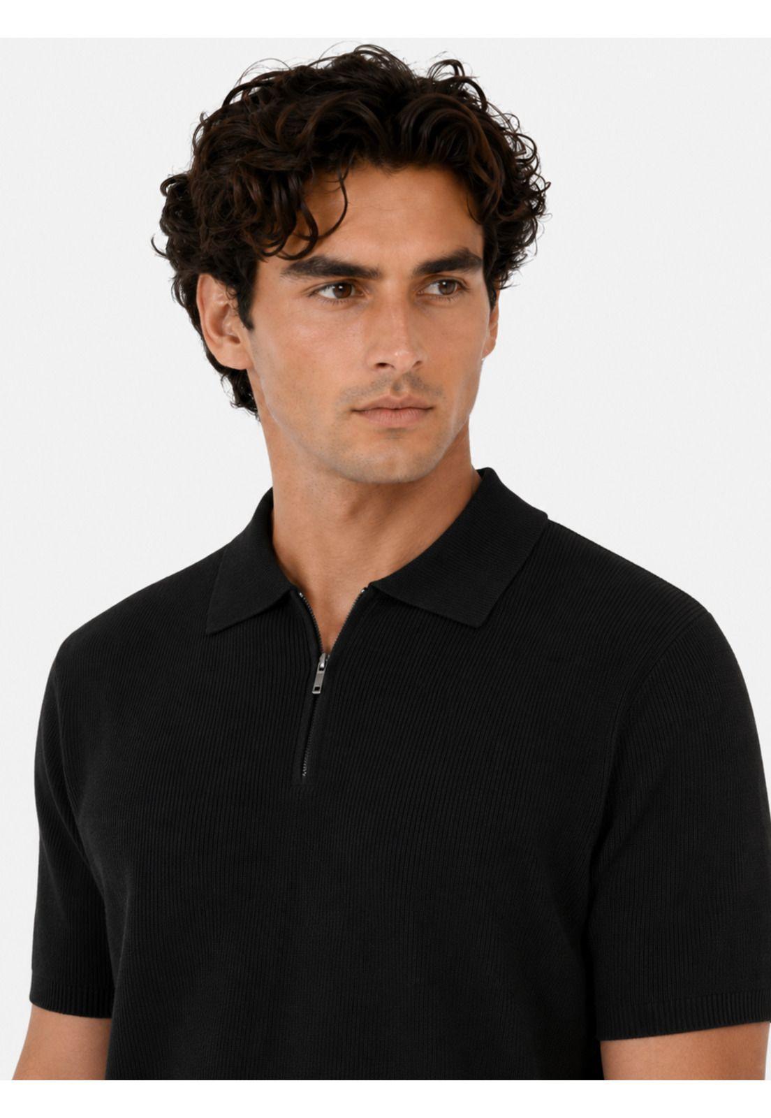 Polera Tejida Half Zipper Regular Fit Negro Arrow PO34049NE-2