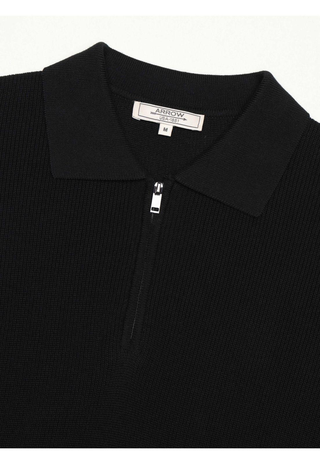 Polera Tejida Half Zipper Regular Fit Negro Arrow PO34049NE-4