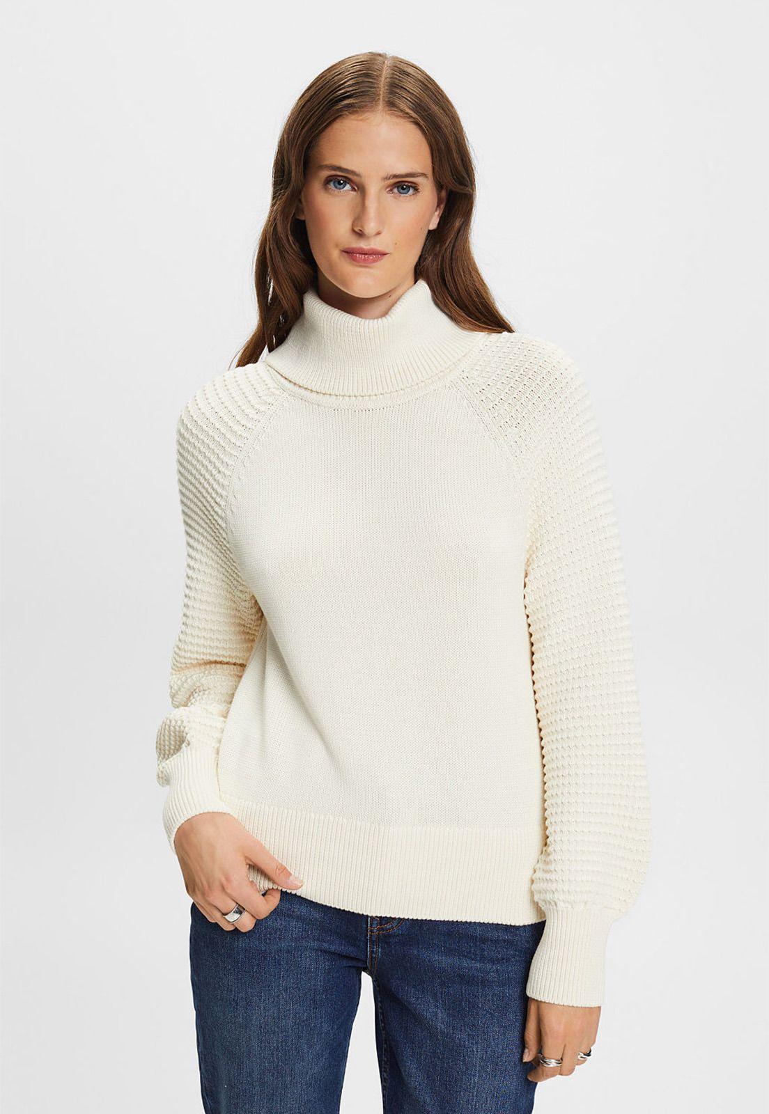 Sweater De Algodón Con Cuello Alto Mujer Esprit-0