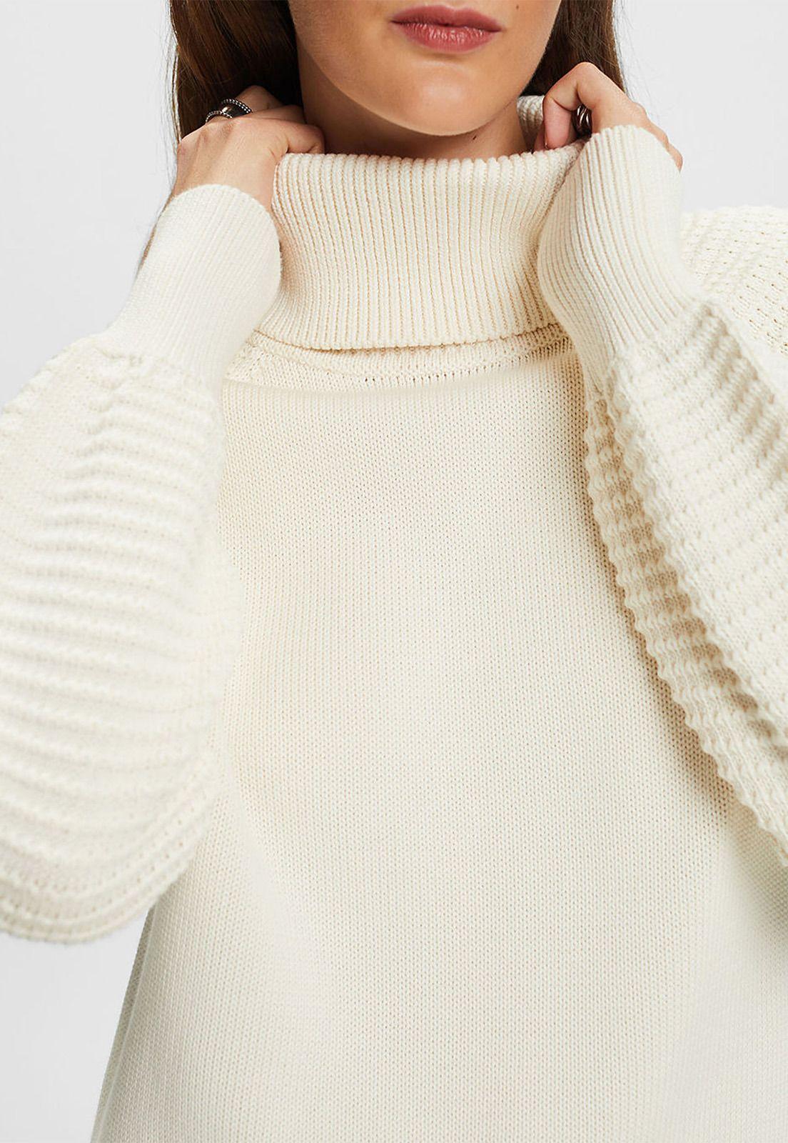 Sweater De Algodón Con Cuello Alto Mujer Esprit-2