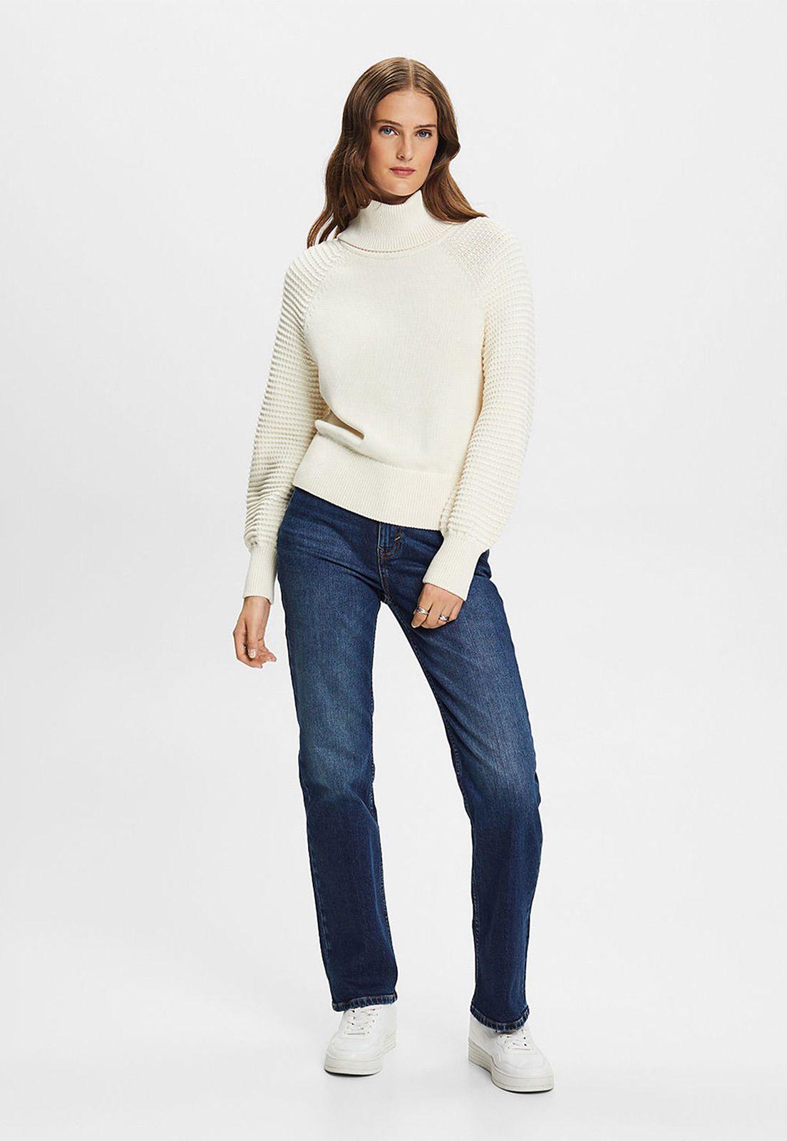 Sweater De Algodón Con Cuello Alto Mujer Esprit-3