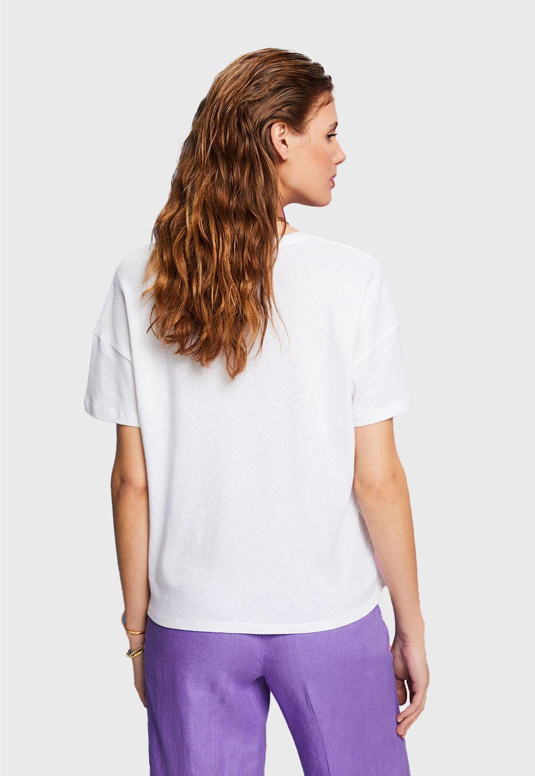 Polera En Mezcla De Lino Y Algodón Mujer Esprit-1