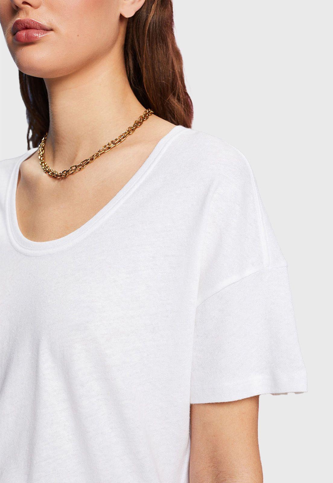 Polera En Mezcla De Lino Y Algodón Mujer Esprit-2