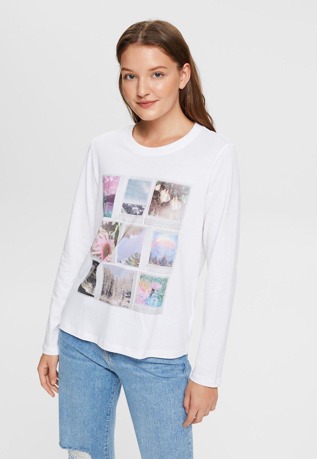 Polera De Manga Larga Con Estampado Mujer Esprit-0